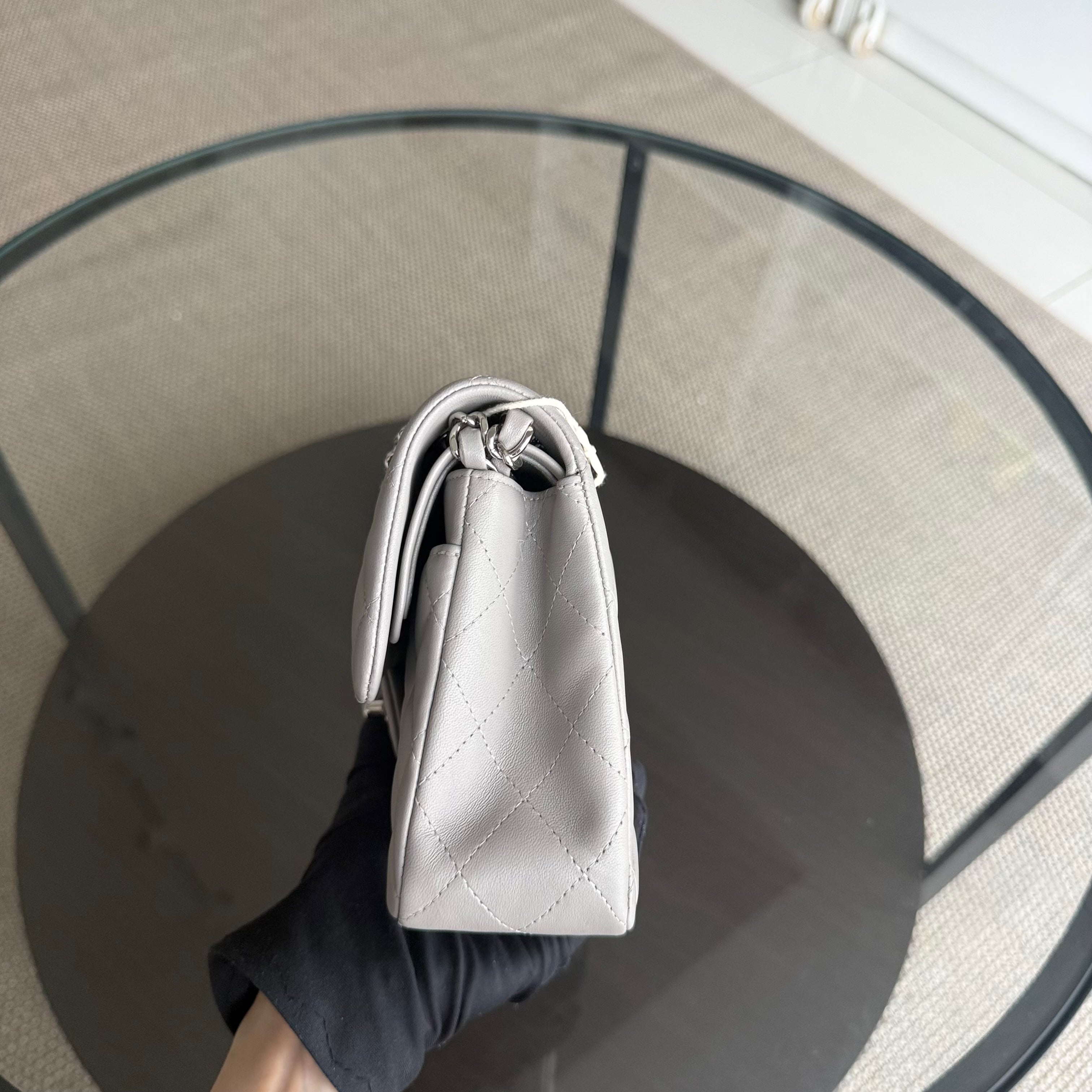 Chanel Classic Flap Small - Lambskin 23CM Quilted Grey Gray Silver Hardware Series 28