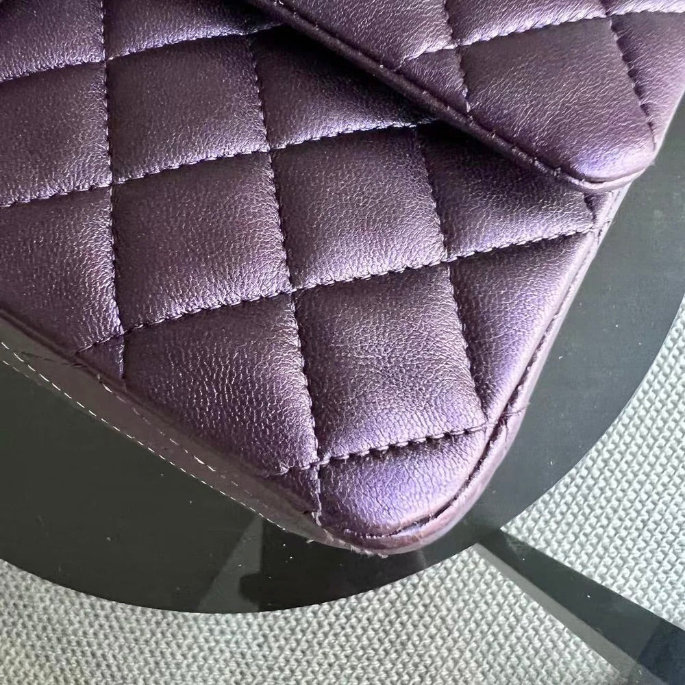 Classic Flap Quilted Lambskin Purple Silver Hardware Series 24