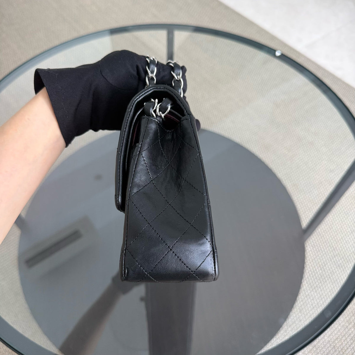 Chanel Classic Flap Medium - 25CM Quilted Lambskin Black Silver Hardware Series 15