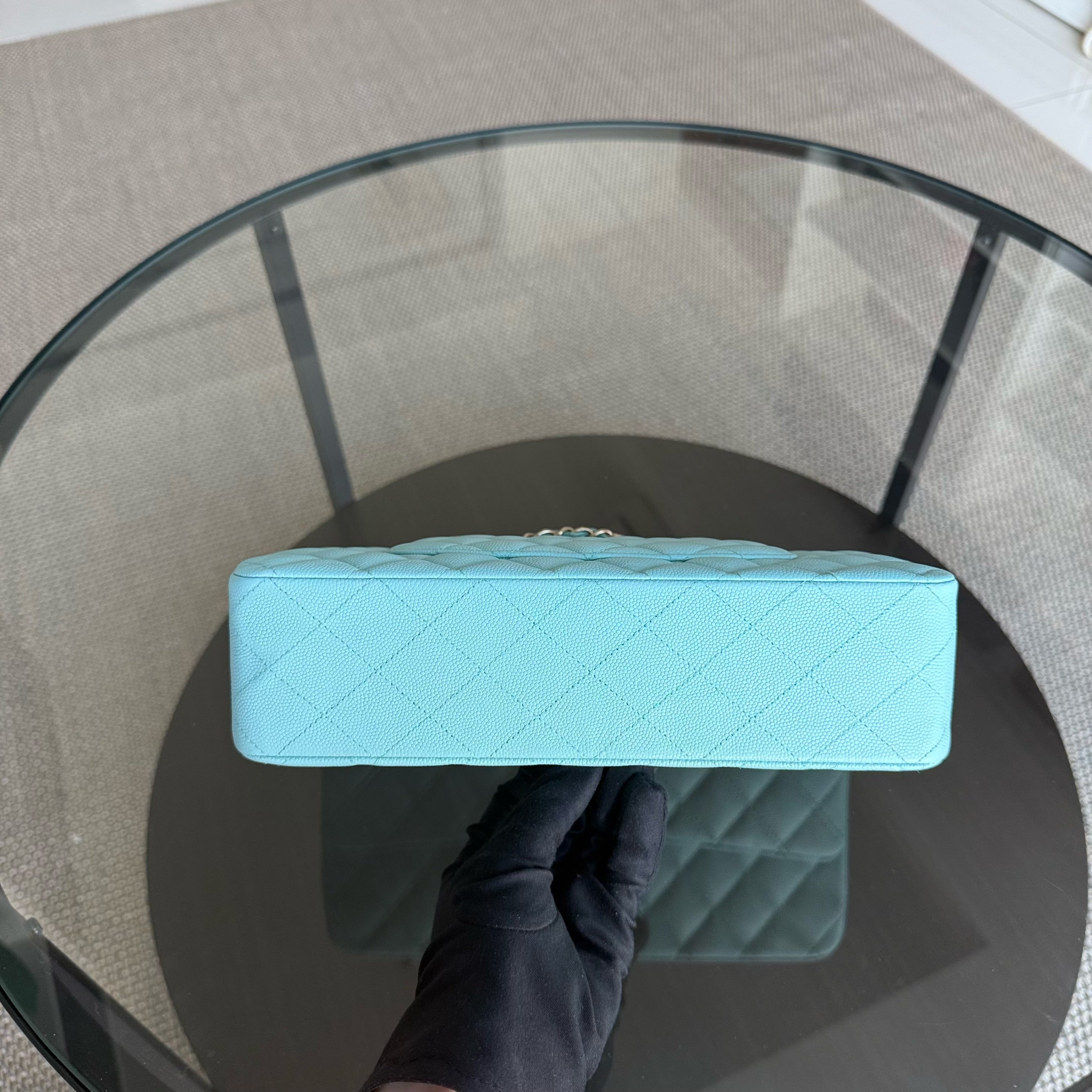 Chanel Classic Flap Medium - Caviar 25CM Quilted Tiffany Light Blue Gold Hardware Series 26