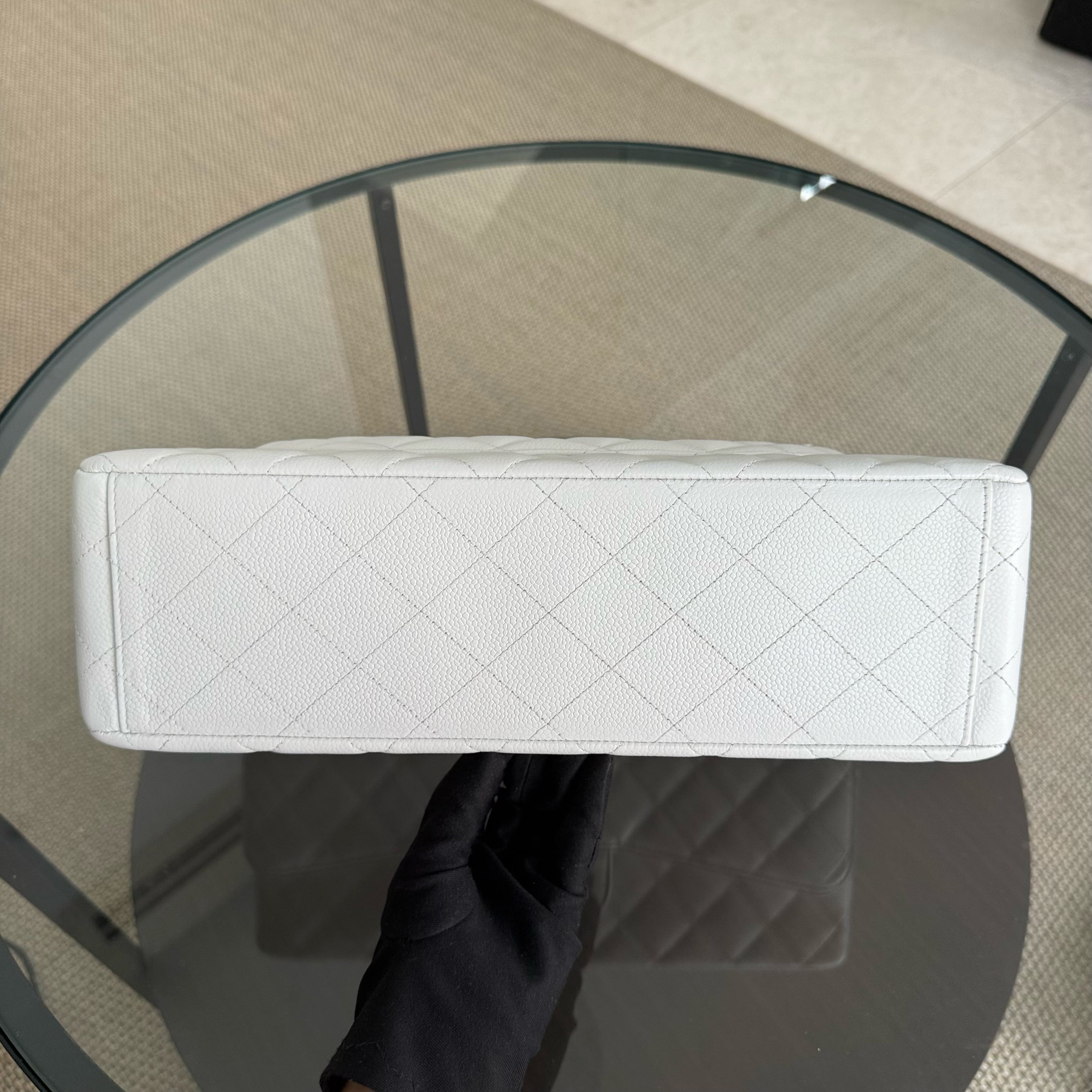 Chanel Classic Flap Maxi - Caviar 33CM Double Flap White Gold Hardware