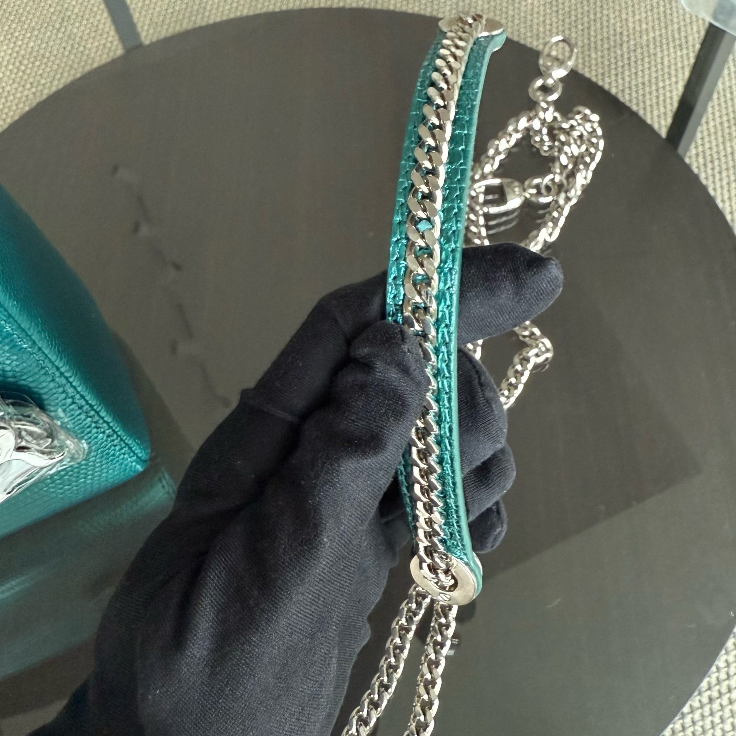 Dior Lady Mini - Exotic Lizard Green color Silver Hardware