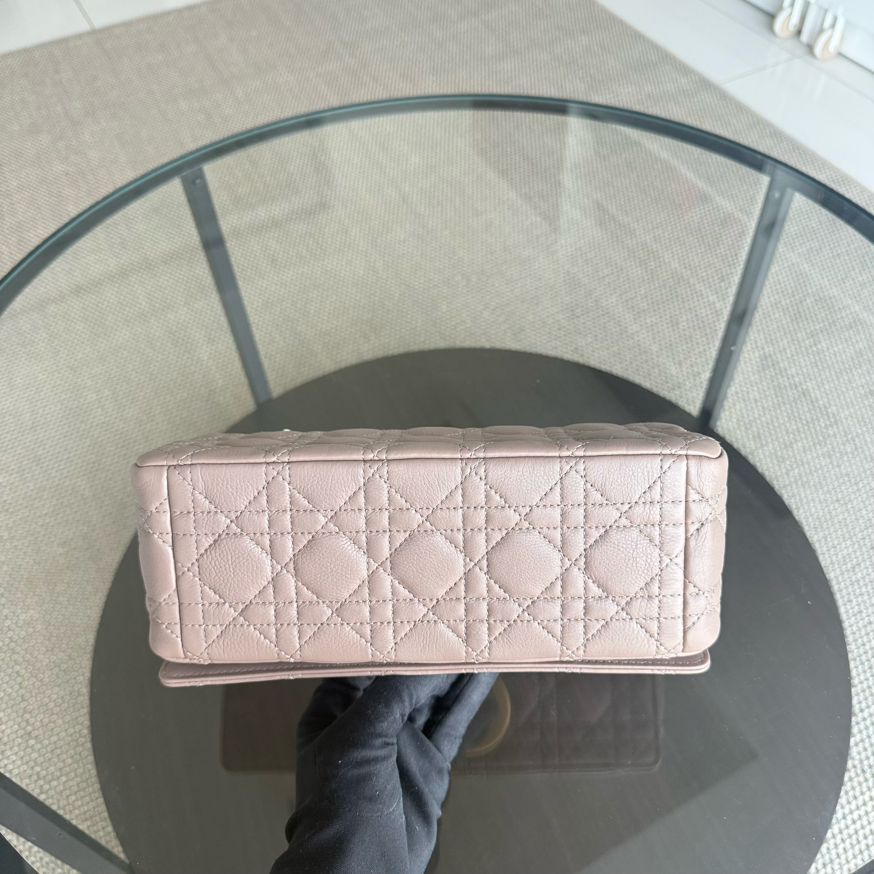 Dior Caro Medium - 25CM Cannage Calfskin Milktea Blush Gold Hardware