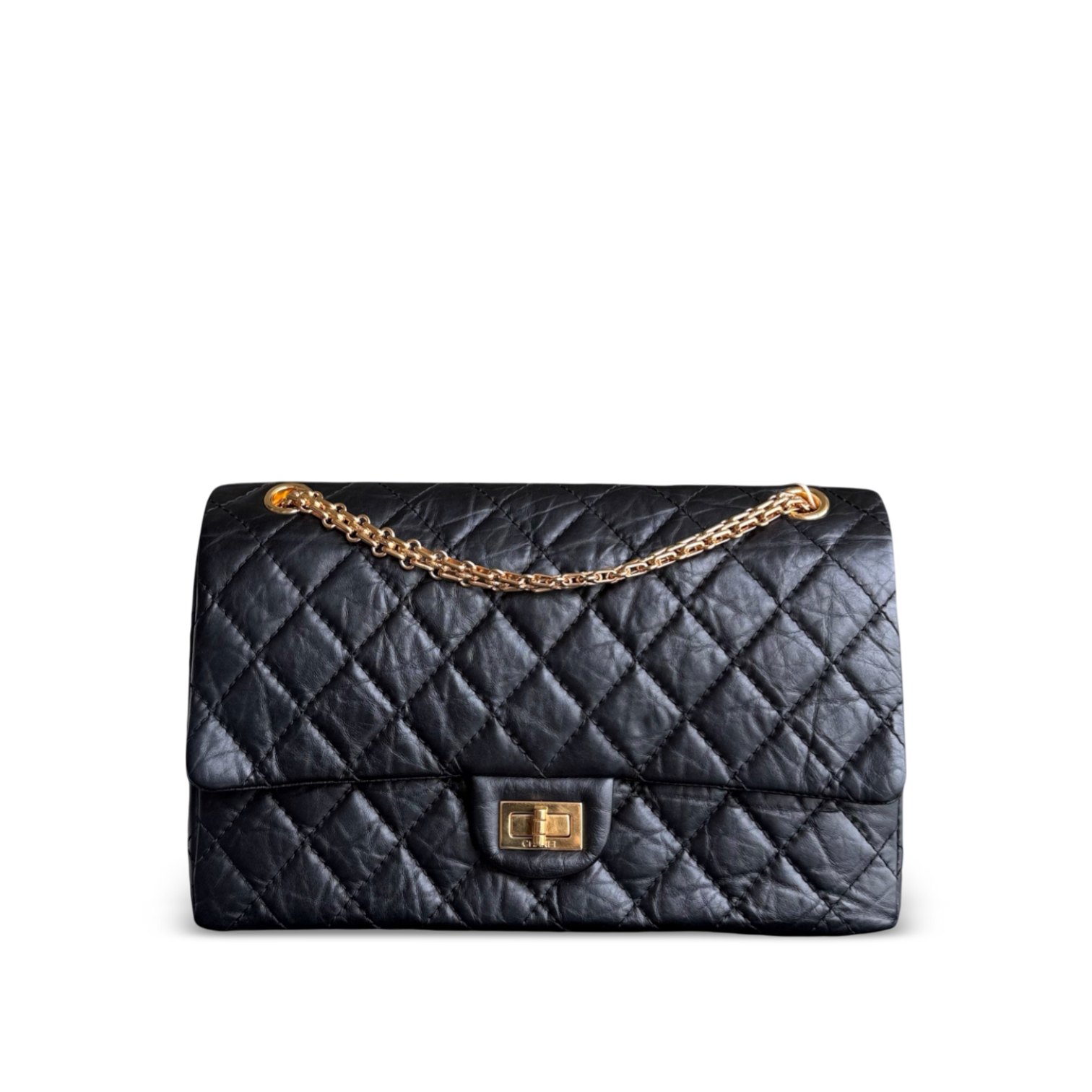 Chanel 2.55 Reissue 226 - 28CM Quilted Aged Calfskin Black Gold Hardware Series 14