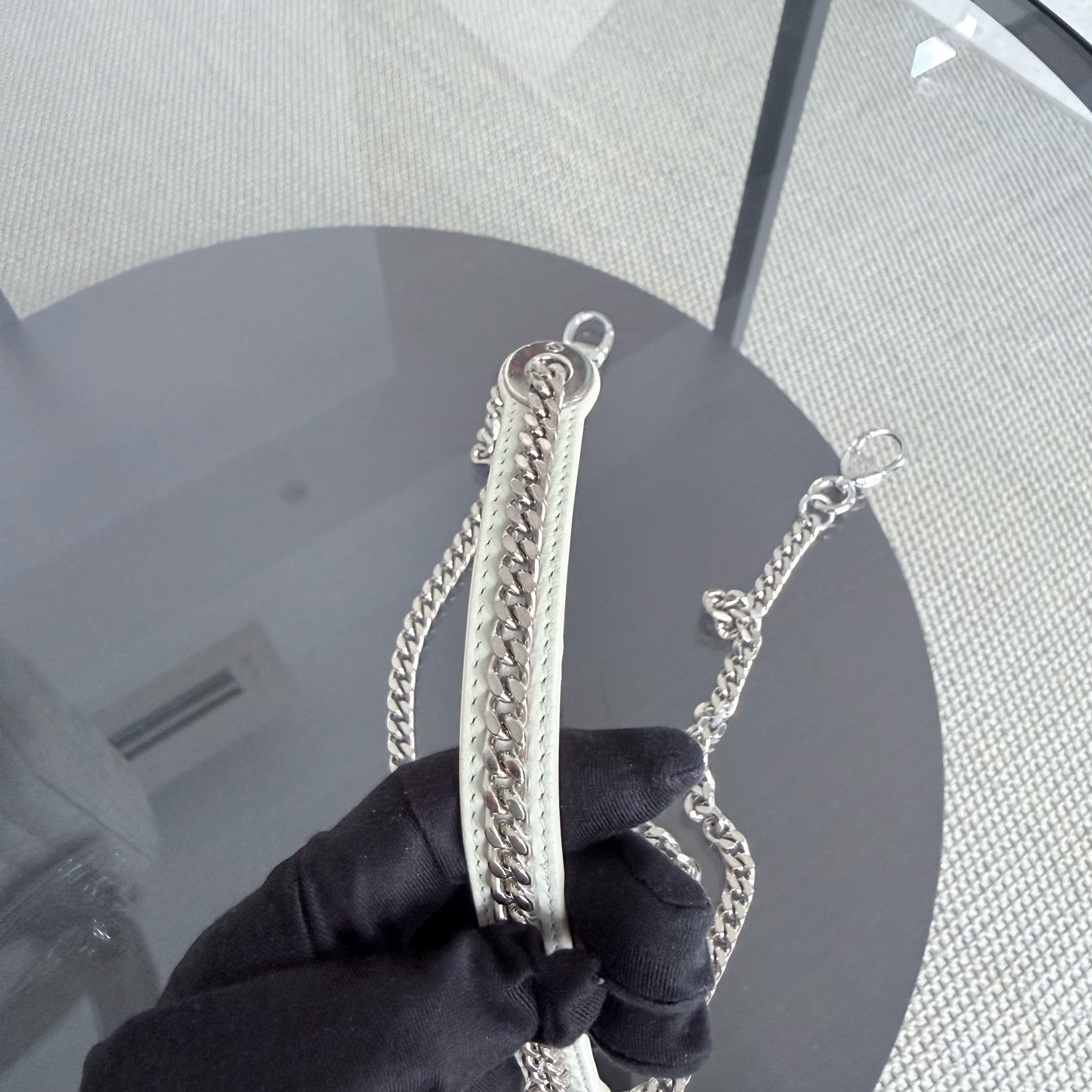 Dior Lady Mini - Cannage Lambskin White Silver Hardware Chain Strap