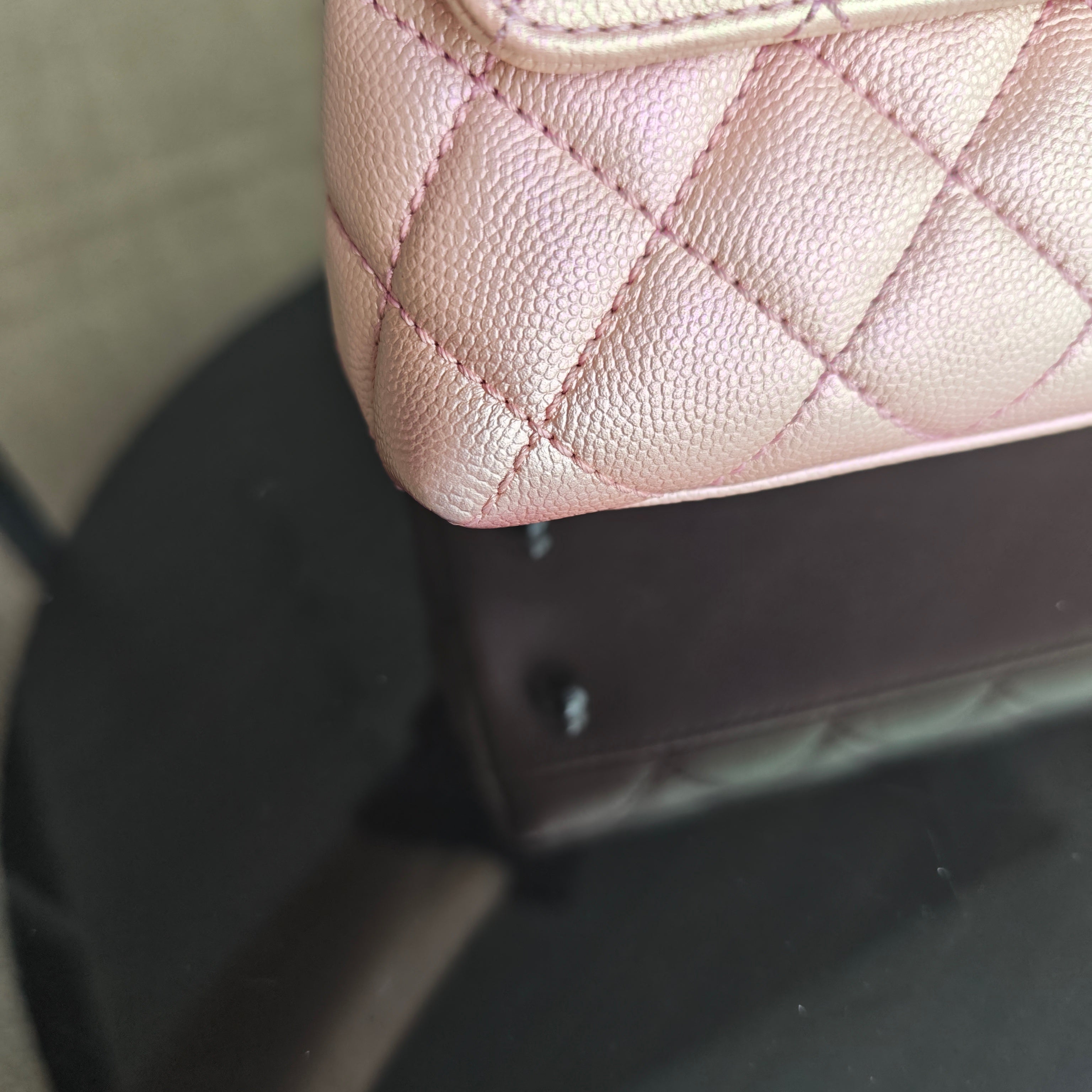 Chanel Coco Handle Small - Caviar Quilted Irridescent Pink Gold Hardware Microchip