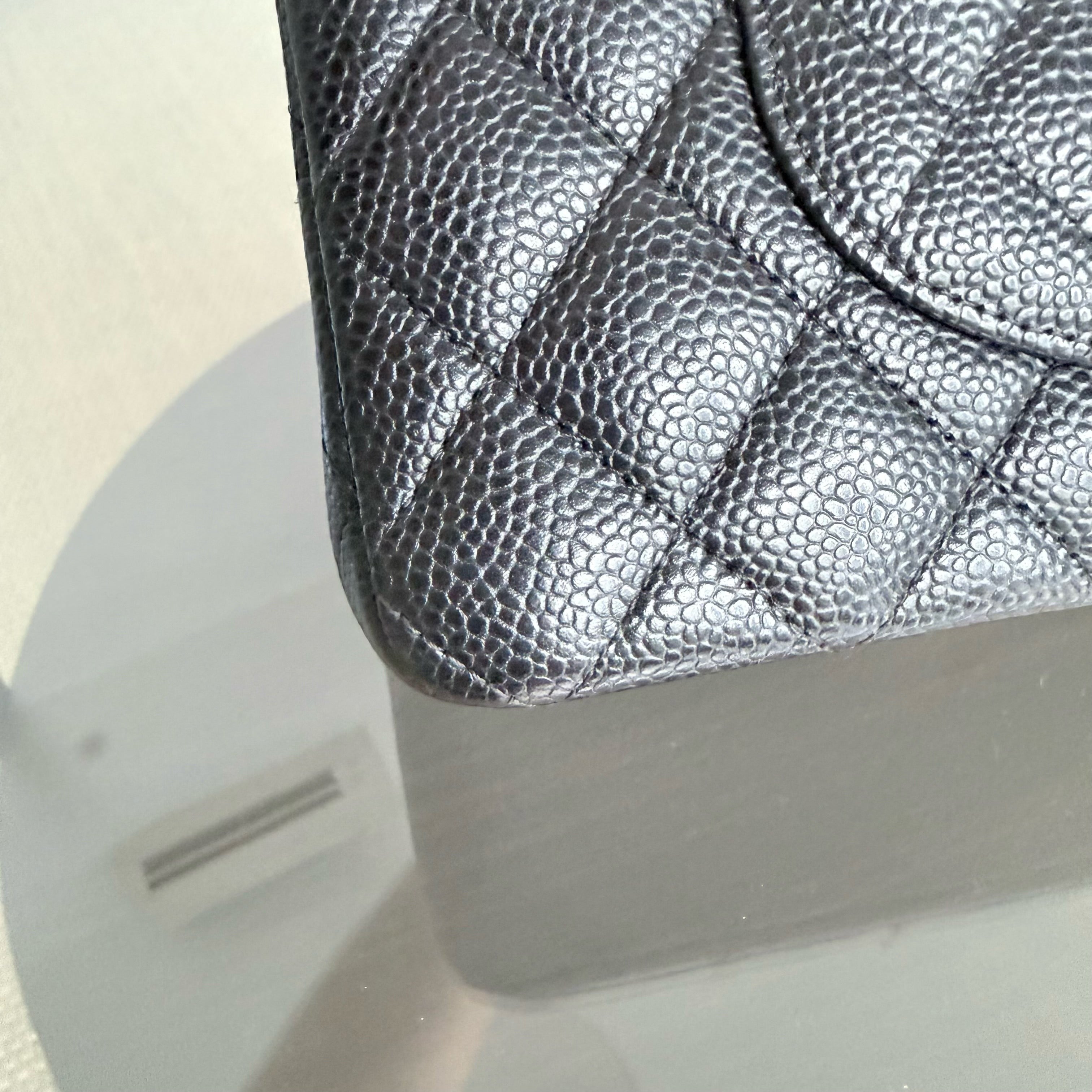 Chanel Classic Flap Medium - 25CM Quilted Caviar Black Gold Hardware Series 19