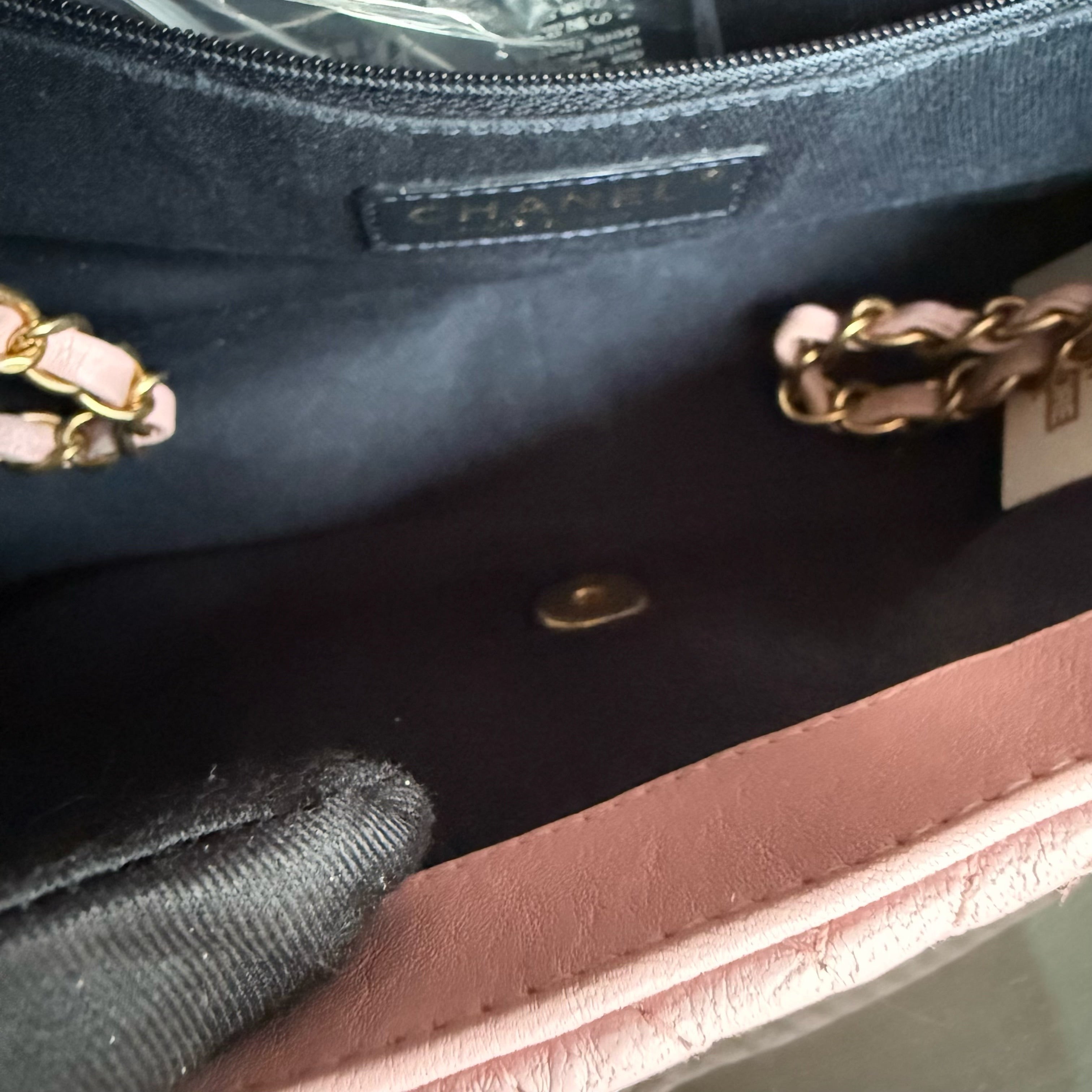 Chanel Herringbone Medallion - Chevron Seasonal Flap Light Pink Aged Gold Hardware Series 21