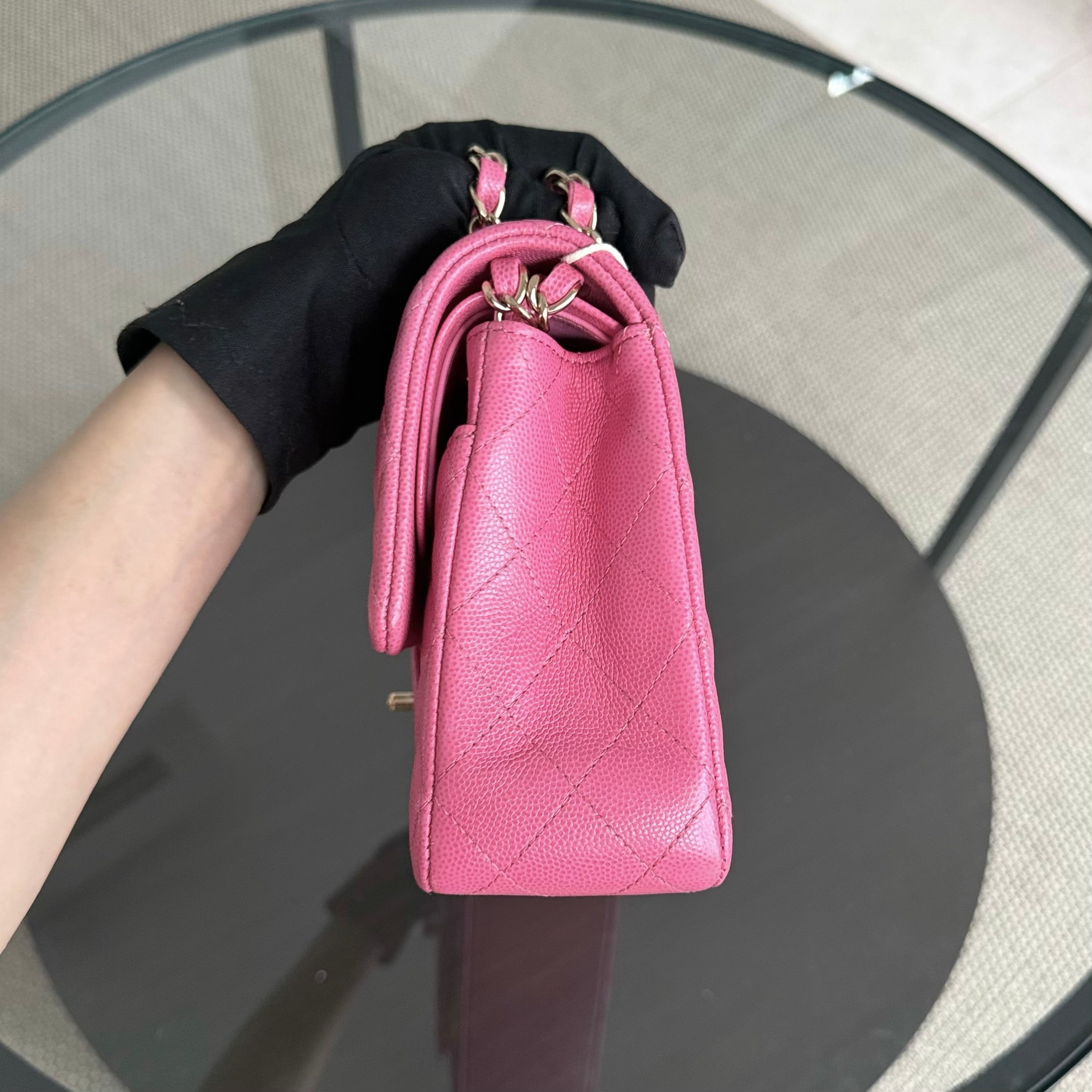 Chanel Classic Flap Medium - 25CM Quilted Caviar Light Pink Gold Hardware Series 27