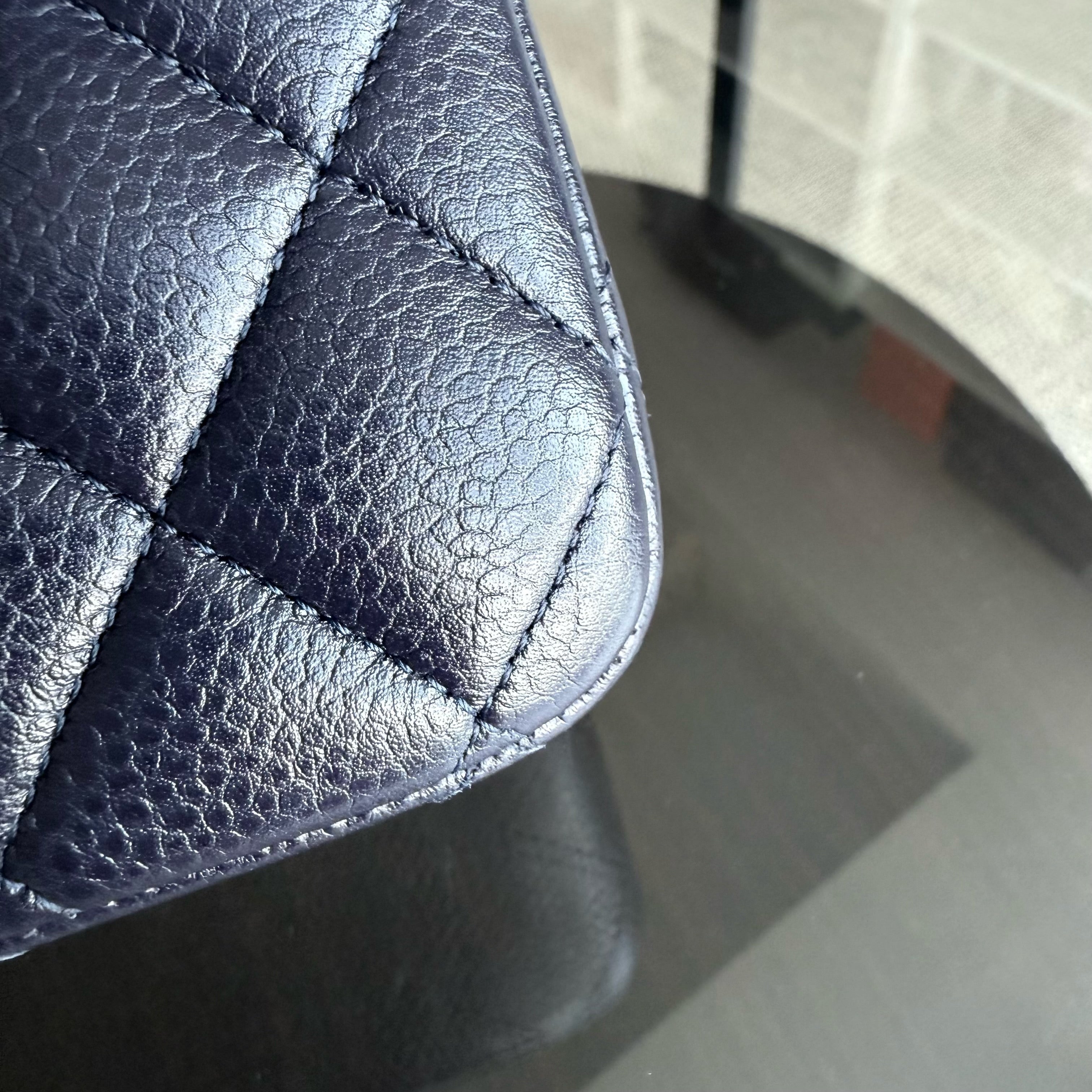 Chanel Classic Flap Medium - Caviar 25CM Quilted Grained Calfskin Midnight Blue Silver Hardware Series 18