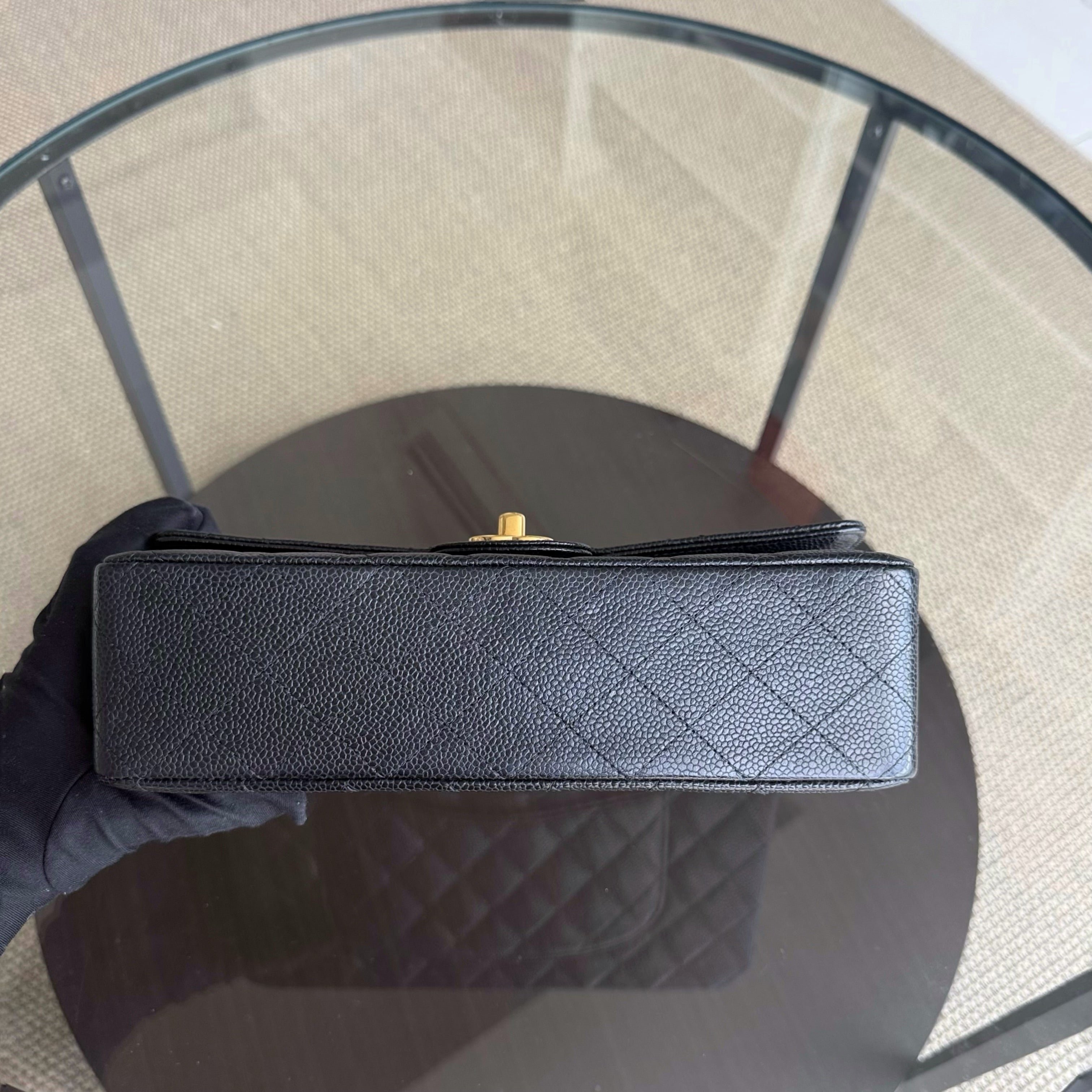 Chanel Classic Flap Medium - Caviar 25CM Quilted Grained Calfskin Black Gold Hardware Series 19