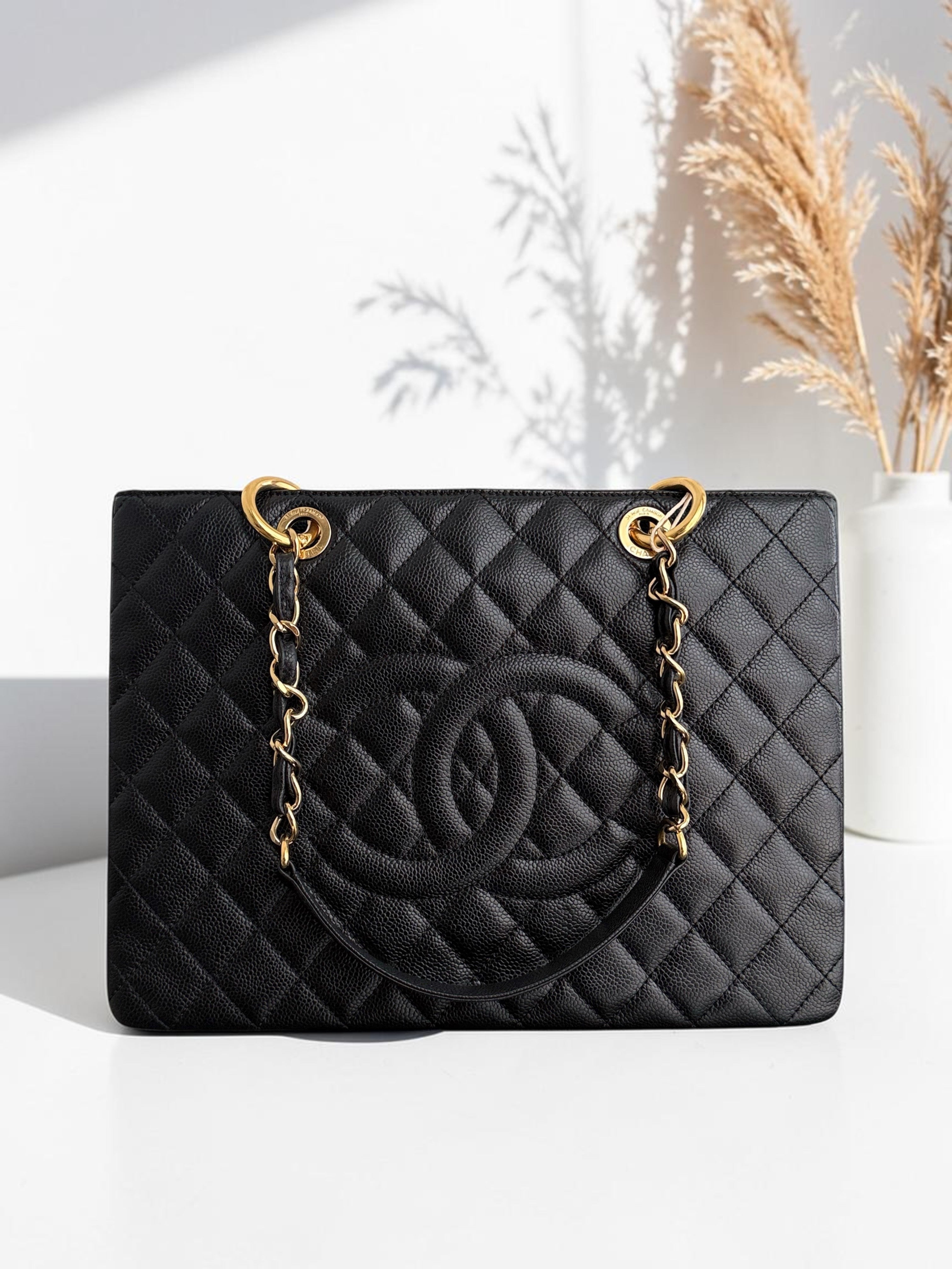 Chanel GST Grand Shopping Tote - Caviar Quilted Black Gold Hardware Series 13