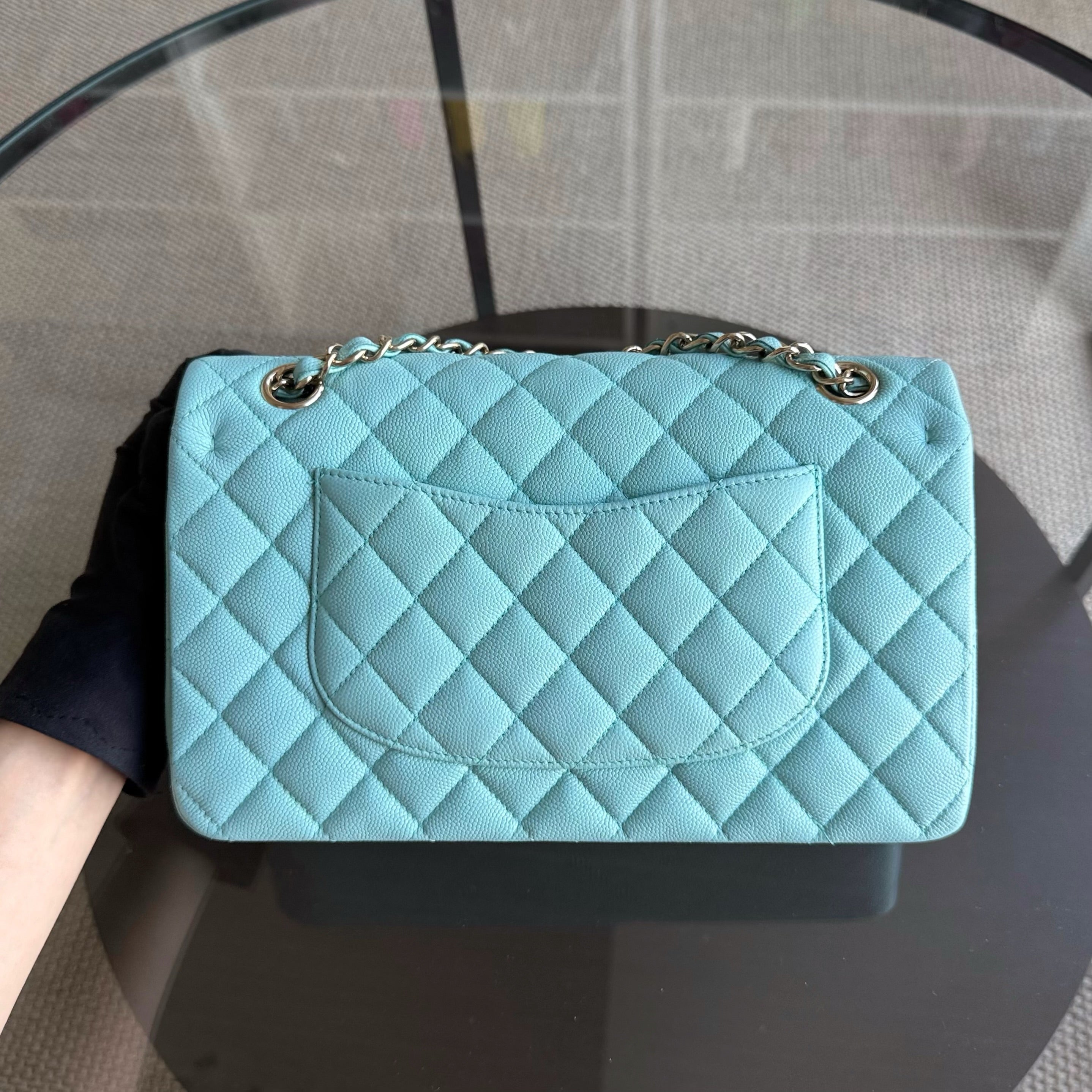 Chanel Classic Flap Medium - Caviar 25CM Quilted Tiffany Light Blue Gold Hardware Series 26