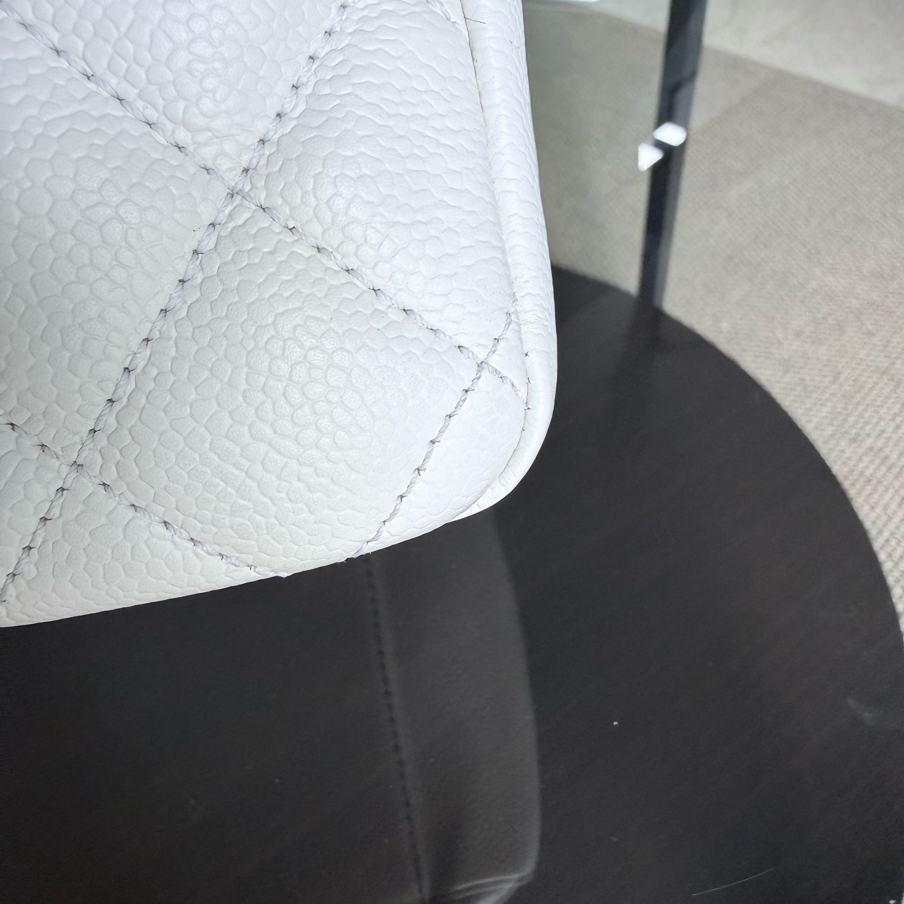 Chanel GST Grand Shopping Tote - Caviar Quilted White Silver Hardware Series 14