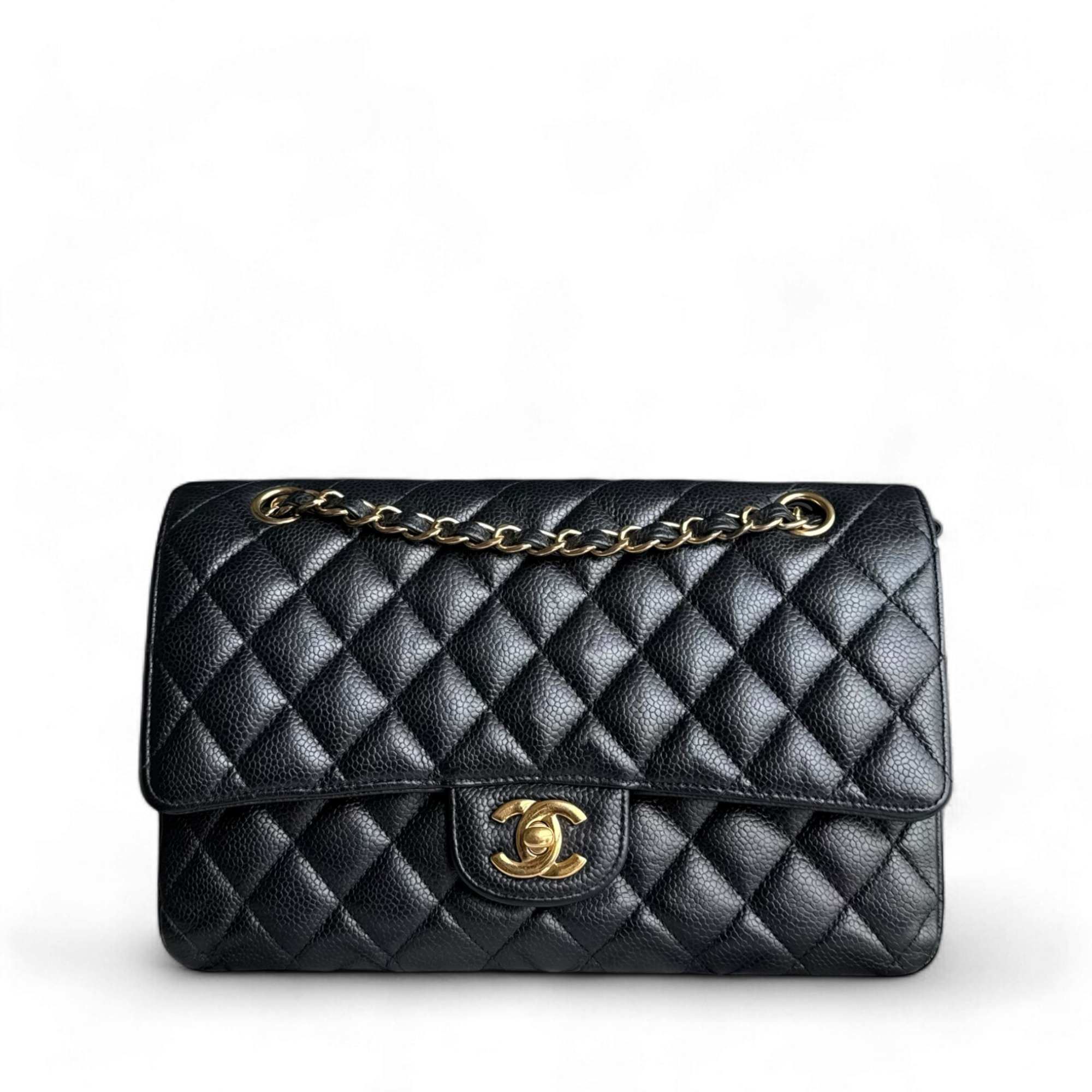 Chanel Classic Flap Medium - Caviar 25CM Quilted Black Gold Hardware Series 27