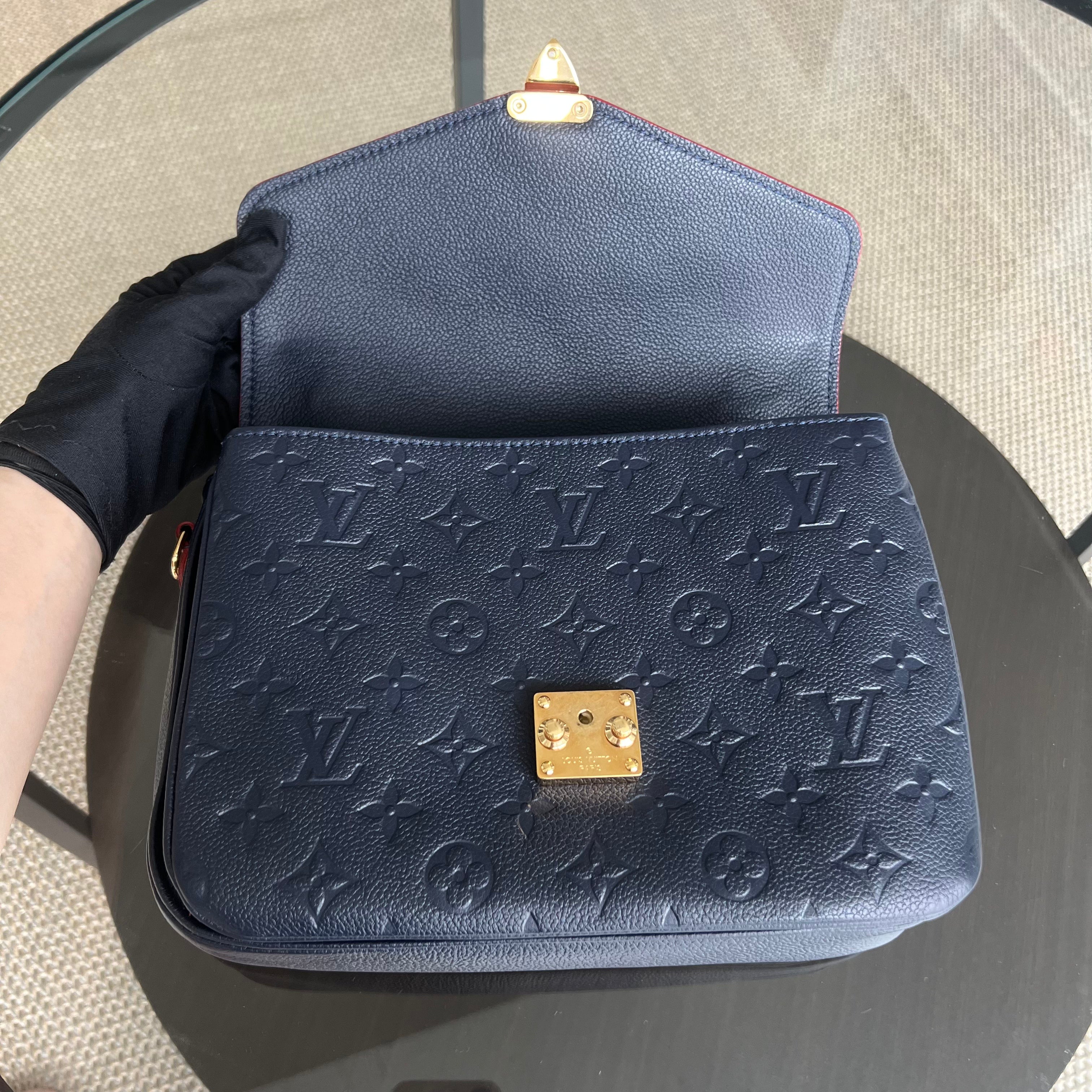 Louis Vuitton Pochette Metis - Empreinte Monogram Marine Rouge Navy Blue Gold Hardware