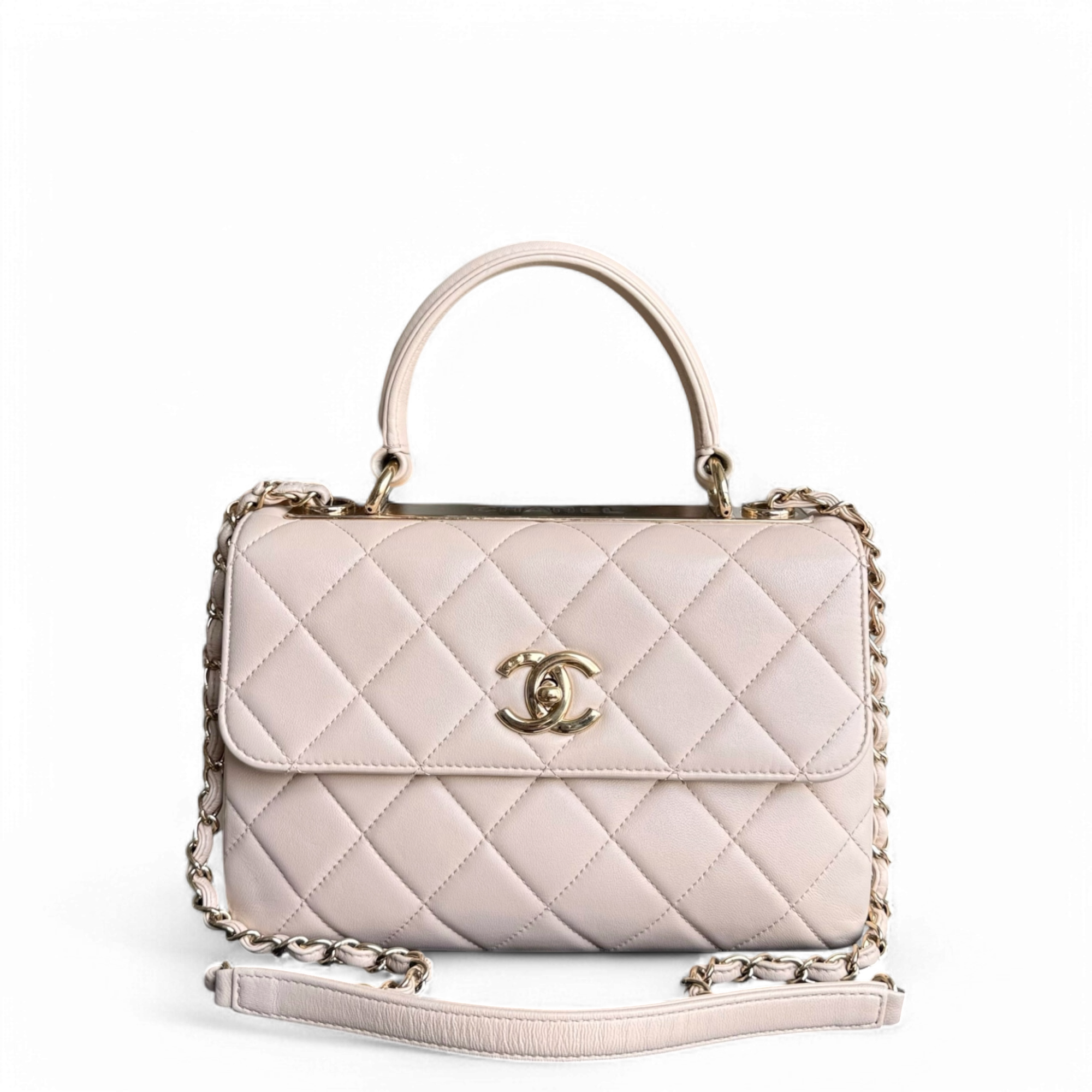 Chanel Trendy CC Small - Quitled Lambskin Light Beige Gold Hardware Series 24