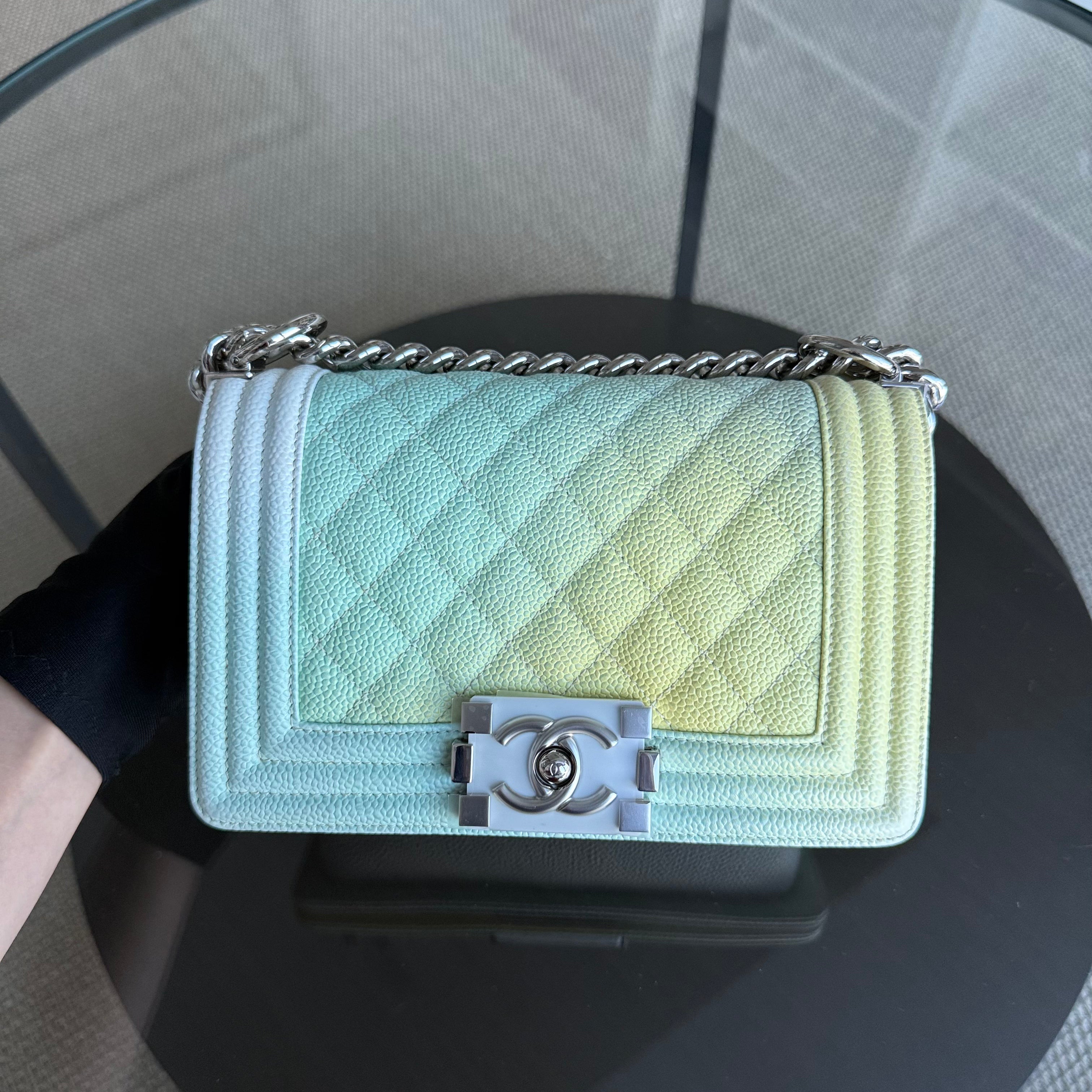 Chanel Boy Small - Caviar 20CM Quilted Rainbow Silver Hardware Series 25