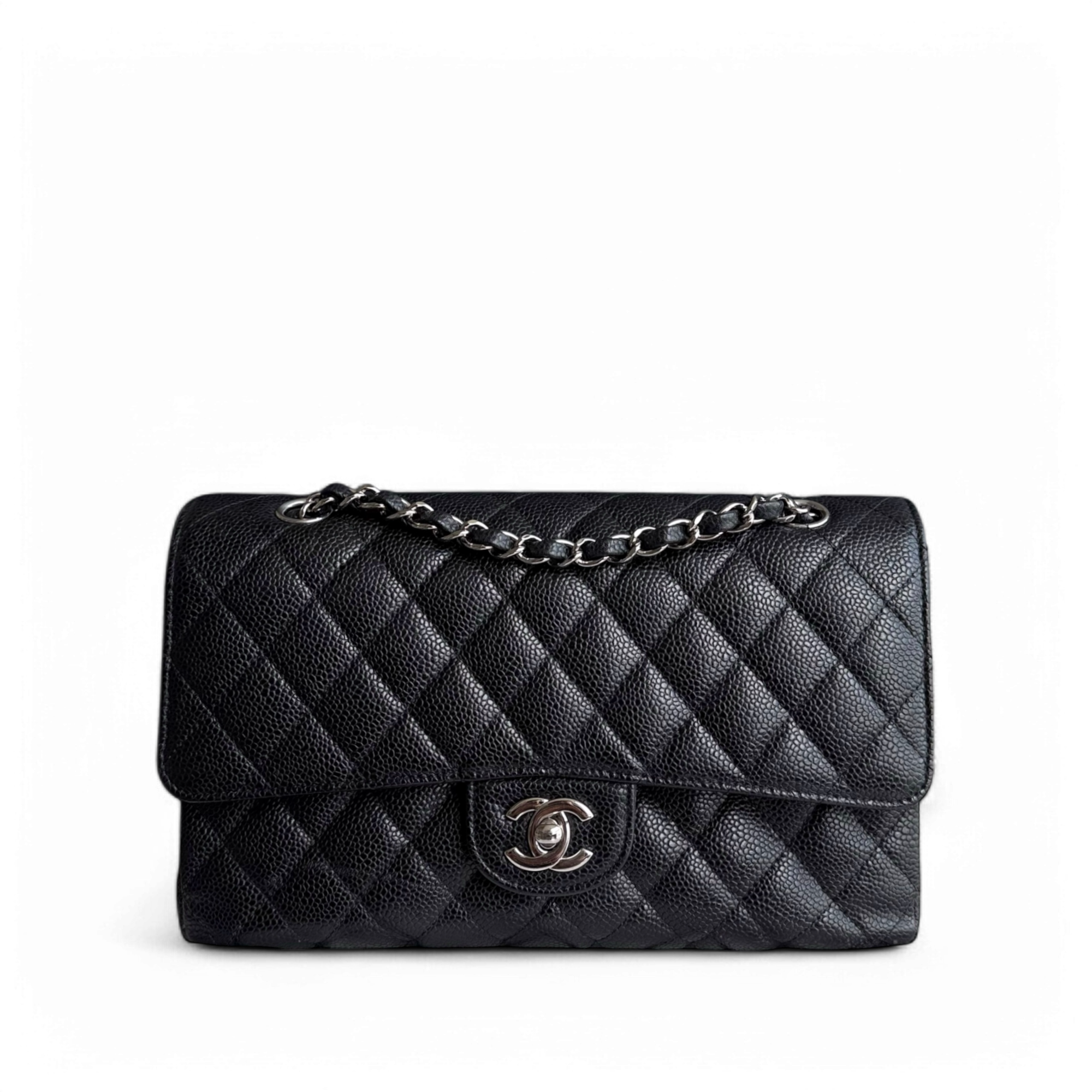 Chanel Classic Flap Medium - Caviar 25CM Quilted Black Silver Hardware Series 18