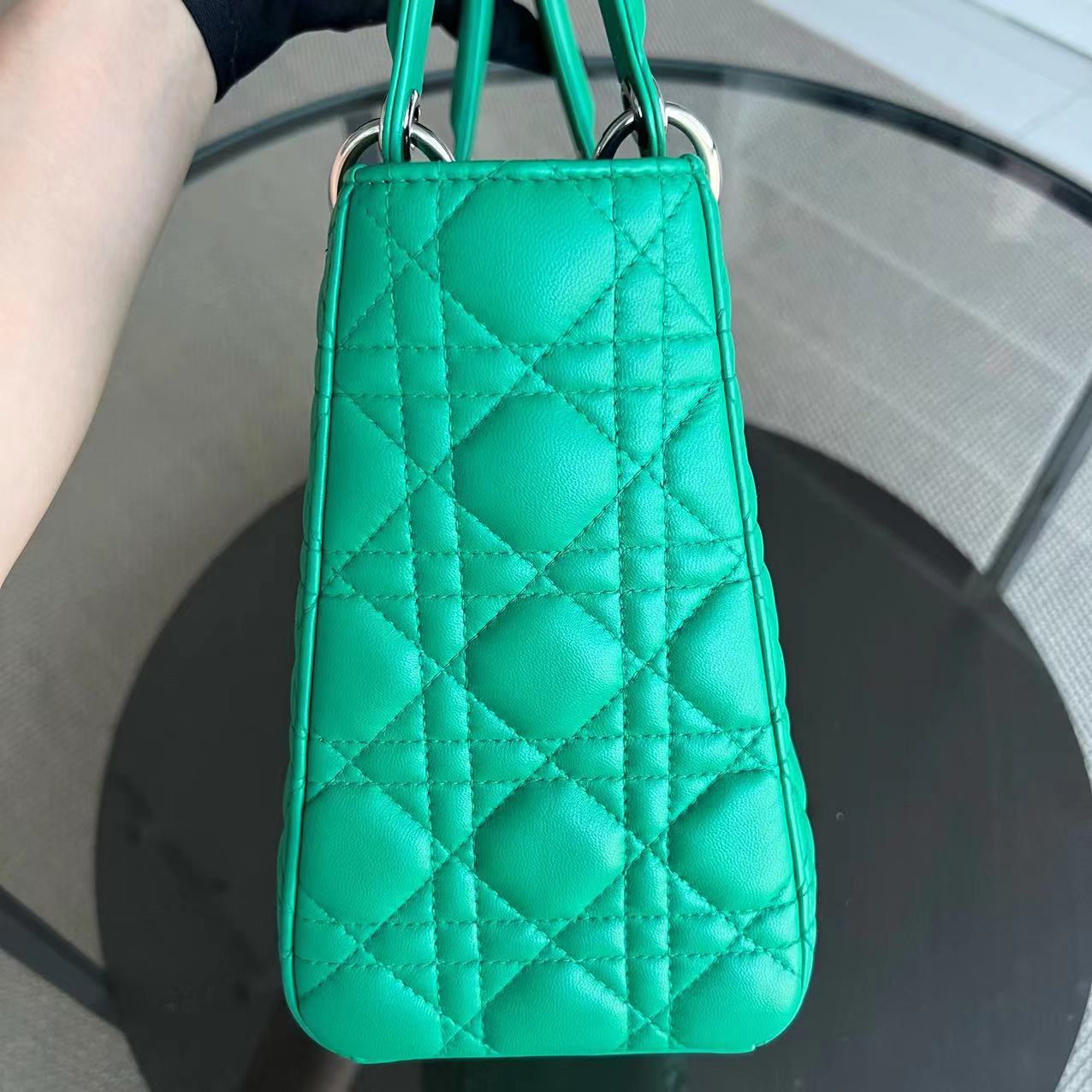 *Receipt* Dior Lady Small Cannage Lambskin Green Silver Hardware