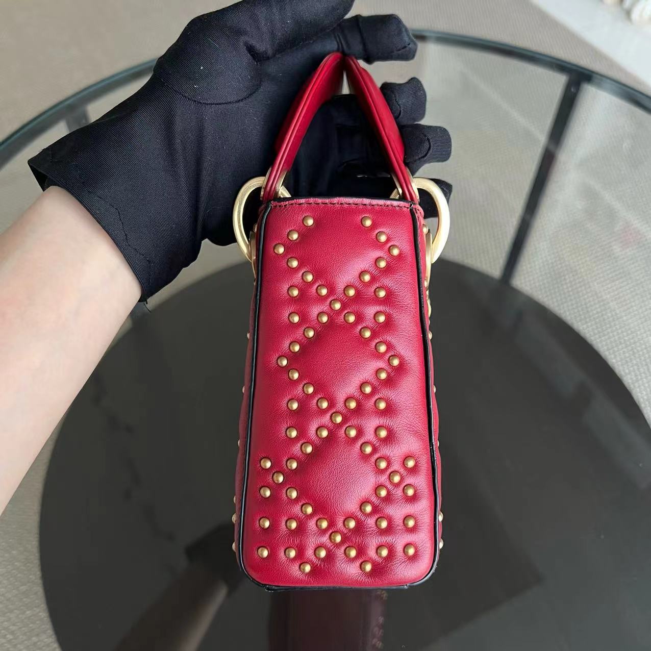 Lady Mini Valentine Studded Red Golden Hardware