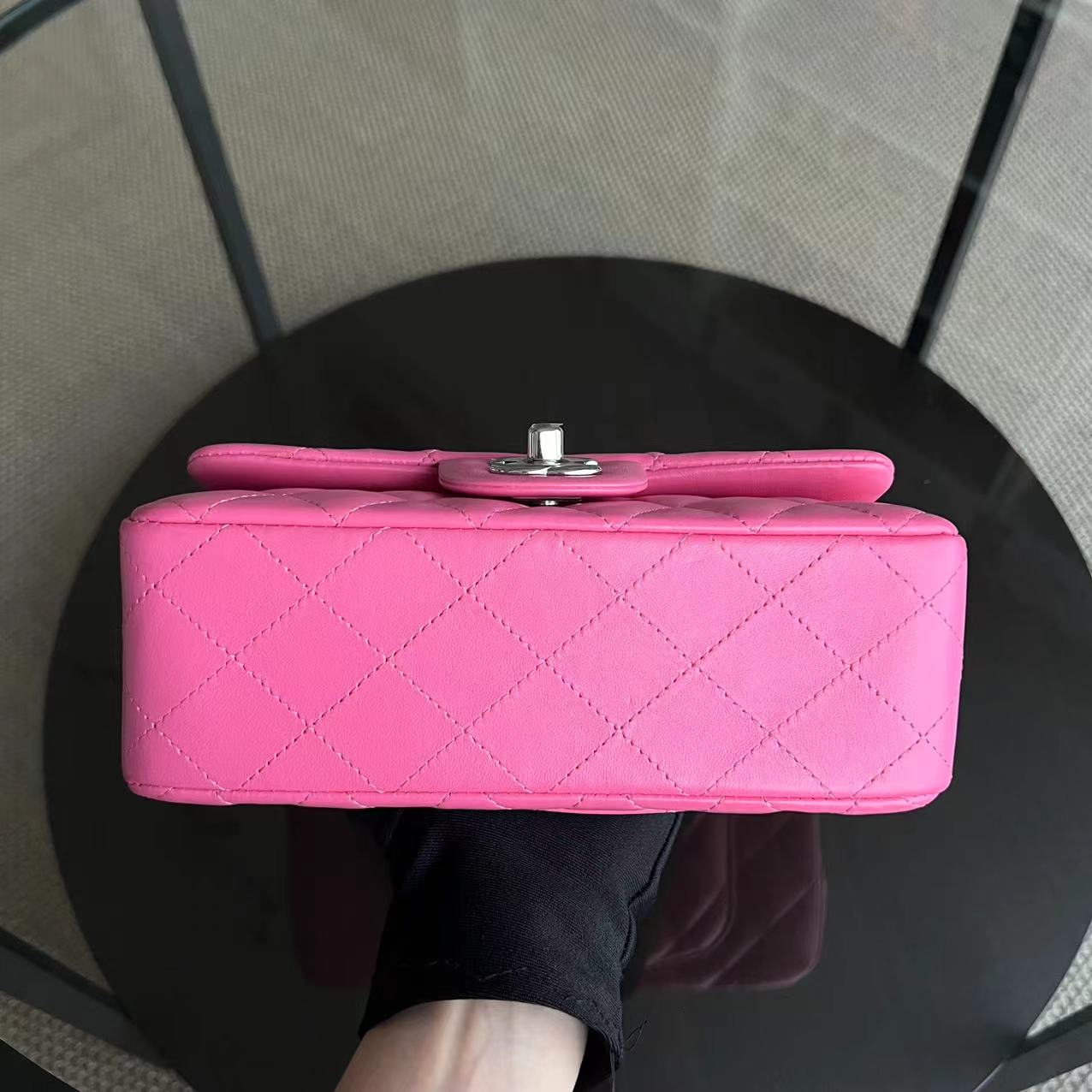 *Unused* Chanel Classic Flap Mini - 20CM Rectangle Quilted Lambskin Pink Silver Hardware Series 27