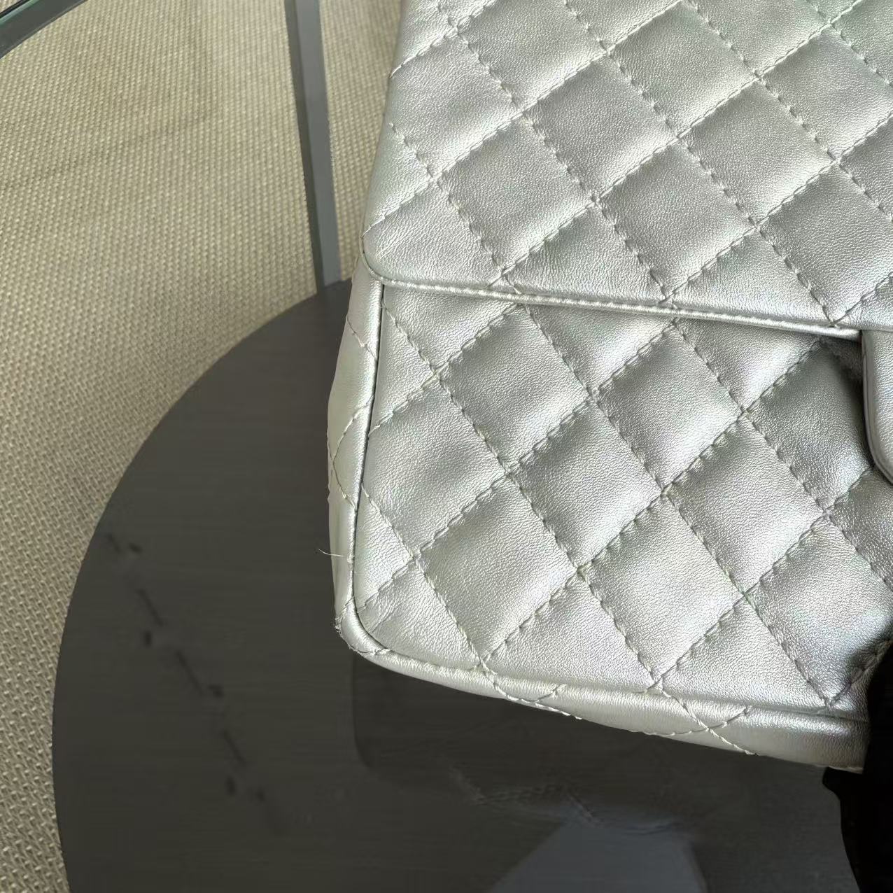 Chanel 2.55 Flap - Metallic Silver Quilted Lambskin Reissue Ruthenium Silver Hardware Series 12