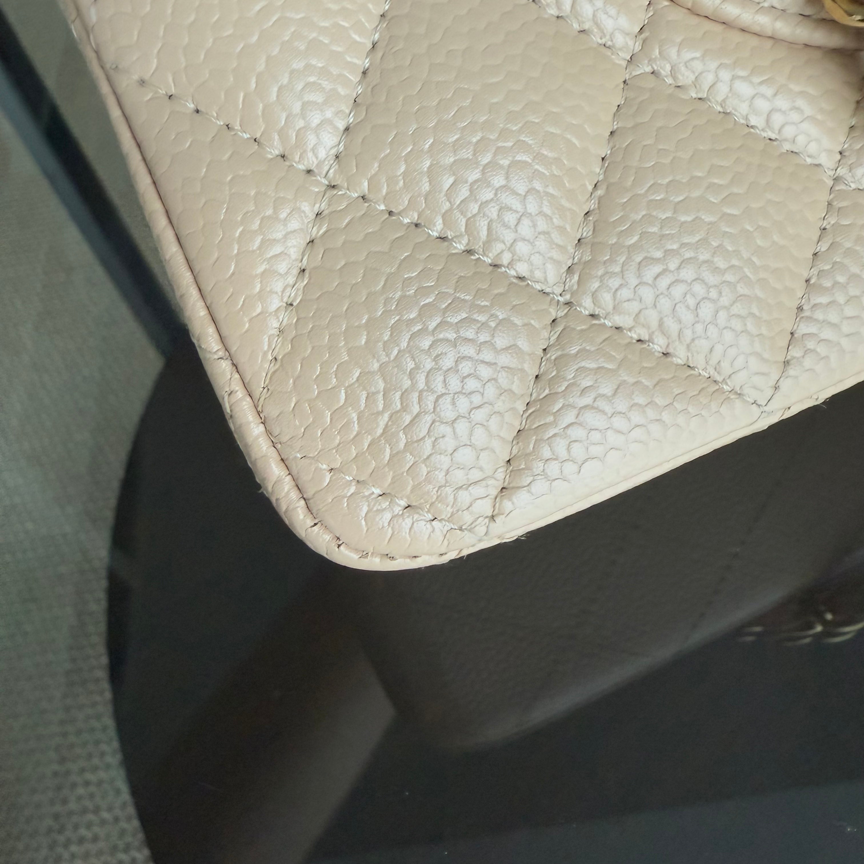 Chanel Classic Flap Medium - Caviar 25CM Quilted Beige Gold Hardware Series 15