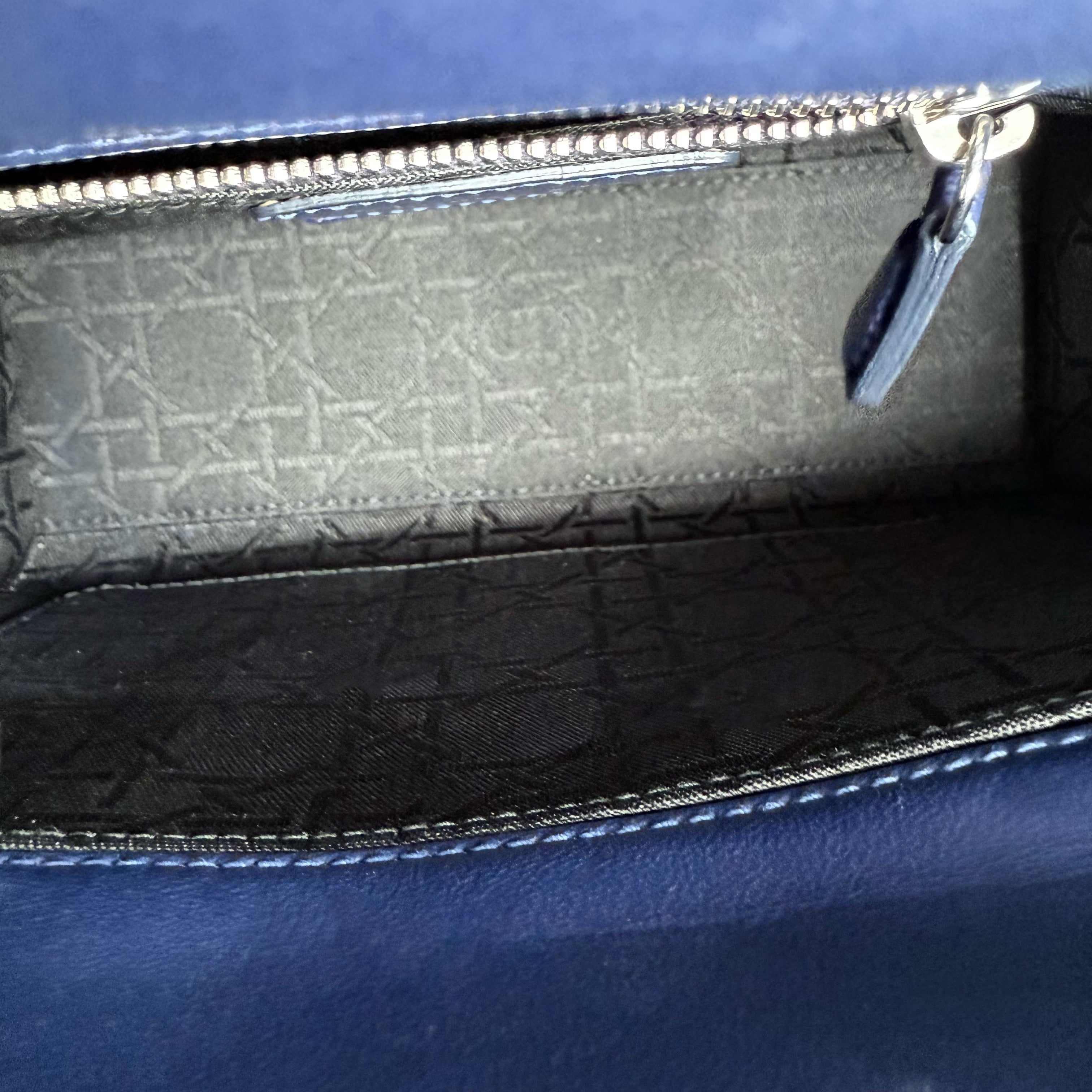 Dior Lady Small - Cannage Lambskin Dark Blue Silver Hardware