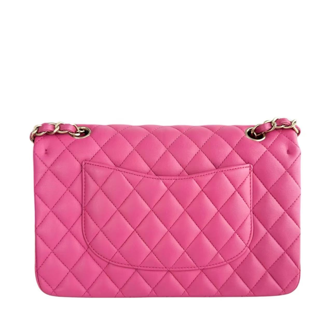 Chanel Classic Flap Medium - Quilted Lambskin Hot Pink Gold Hardware Series 18