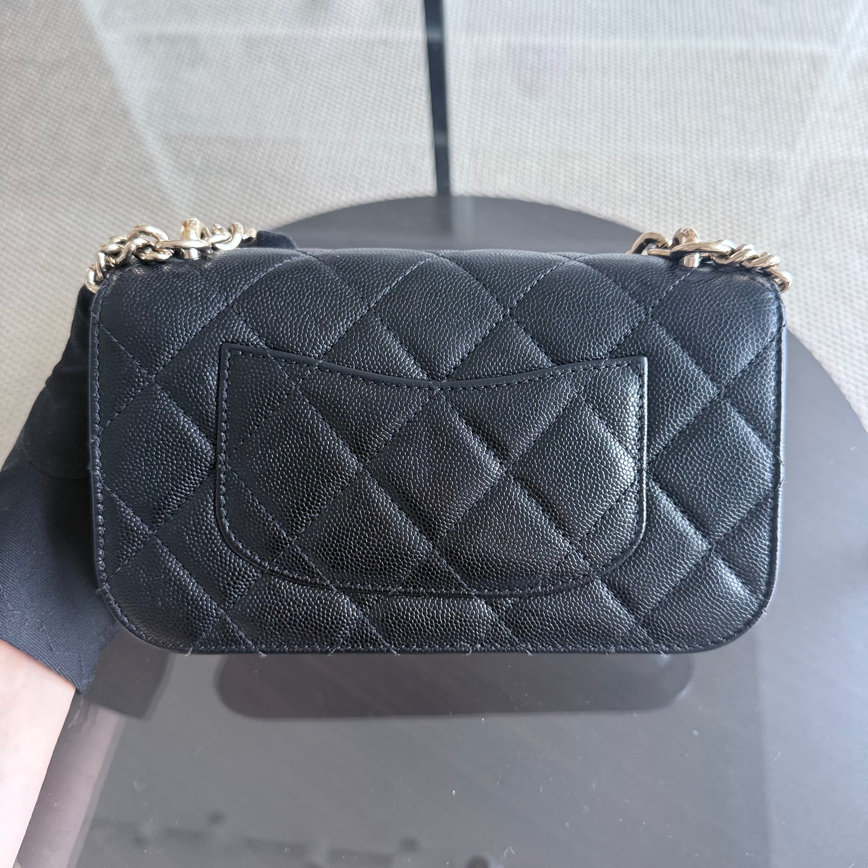 Chanel Seasonal Chain Flap - Caviar 20CM Quilted Black Gold Hardware Series 24