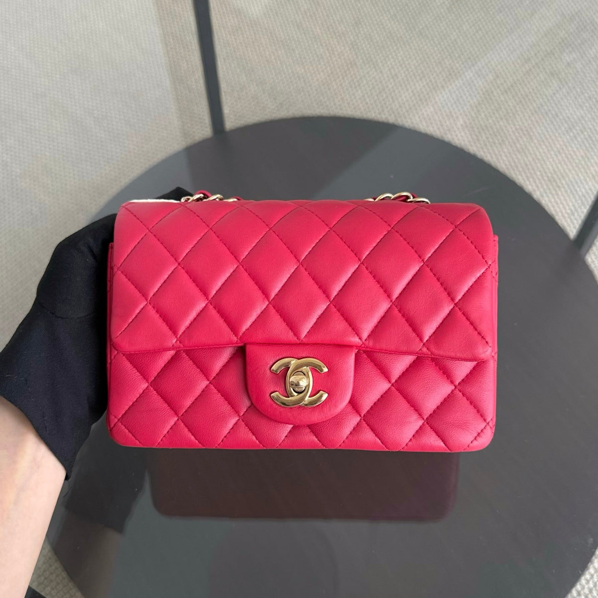 Chanel Mini Rectangle Classic Flap - 20CM Lamskin Quilted Red Gold Hardware Series 21