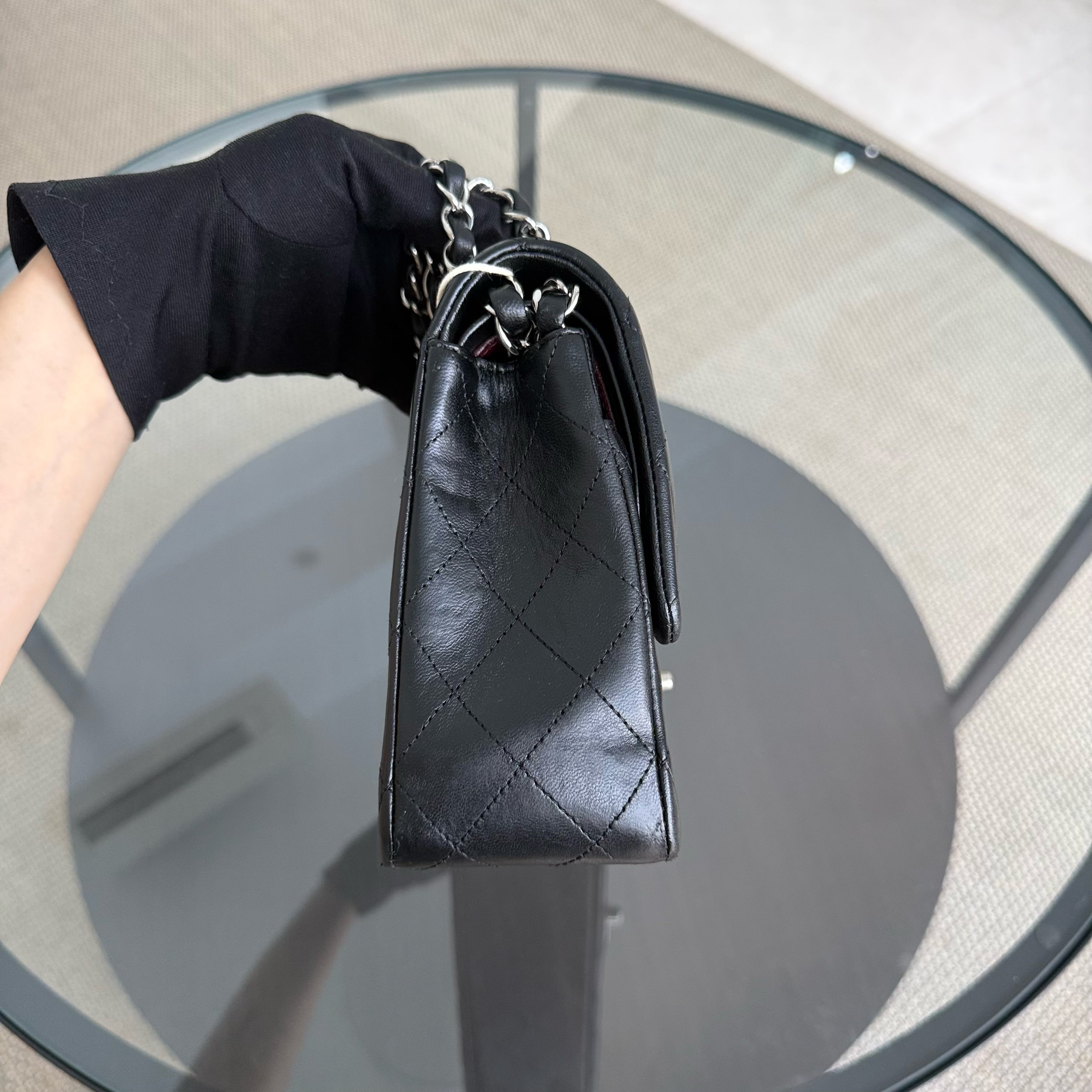 Chanel Classic Flap Medium - 25CM Quilted Lambskin Black Silver Hardware Series 15