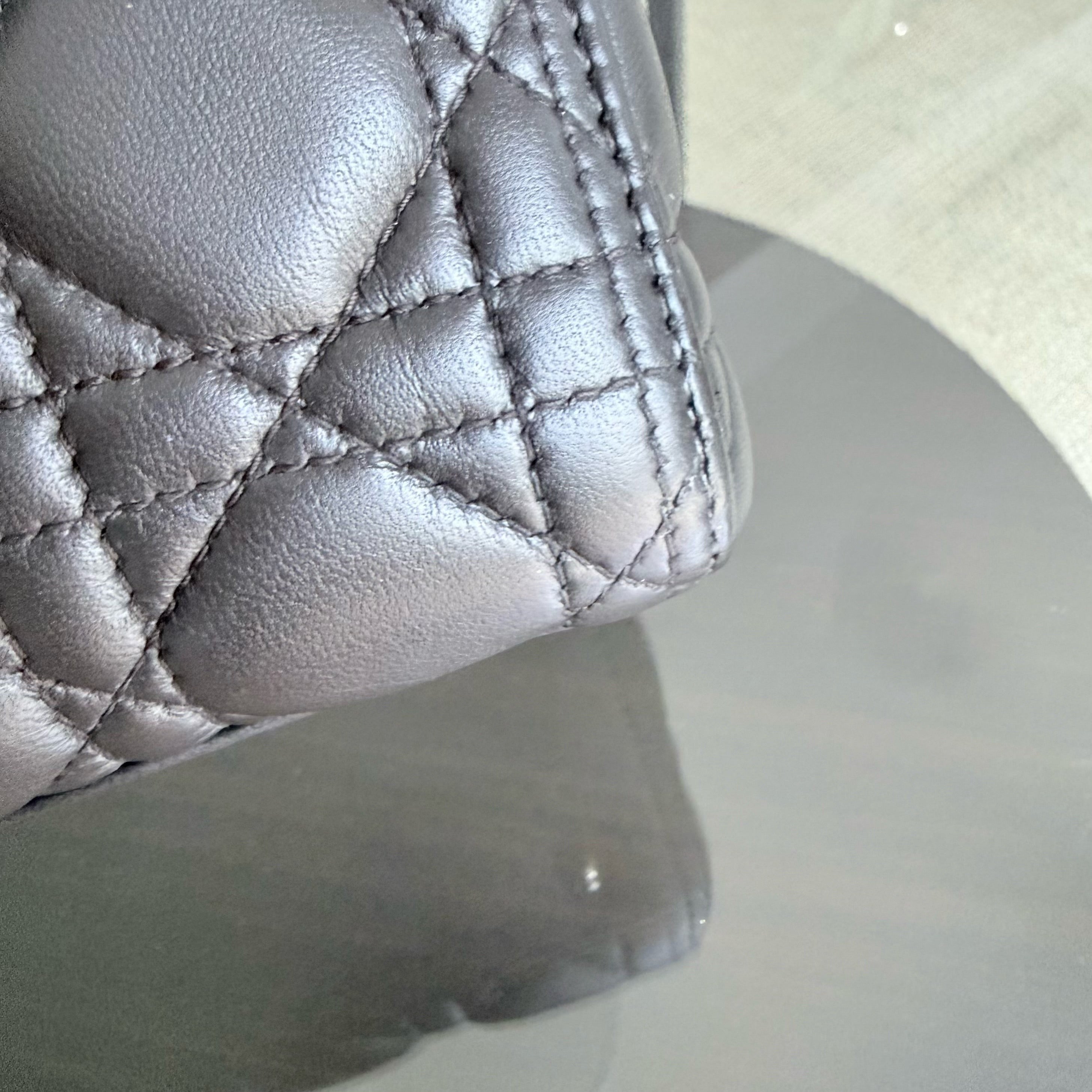 Dior Lady Medium - Cannage Lambskin Dark Gray Gold Hardware Adjustable Strap