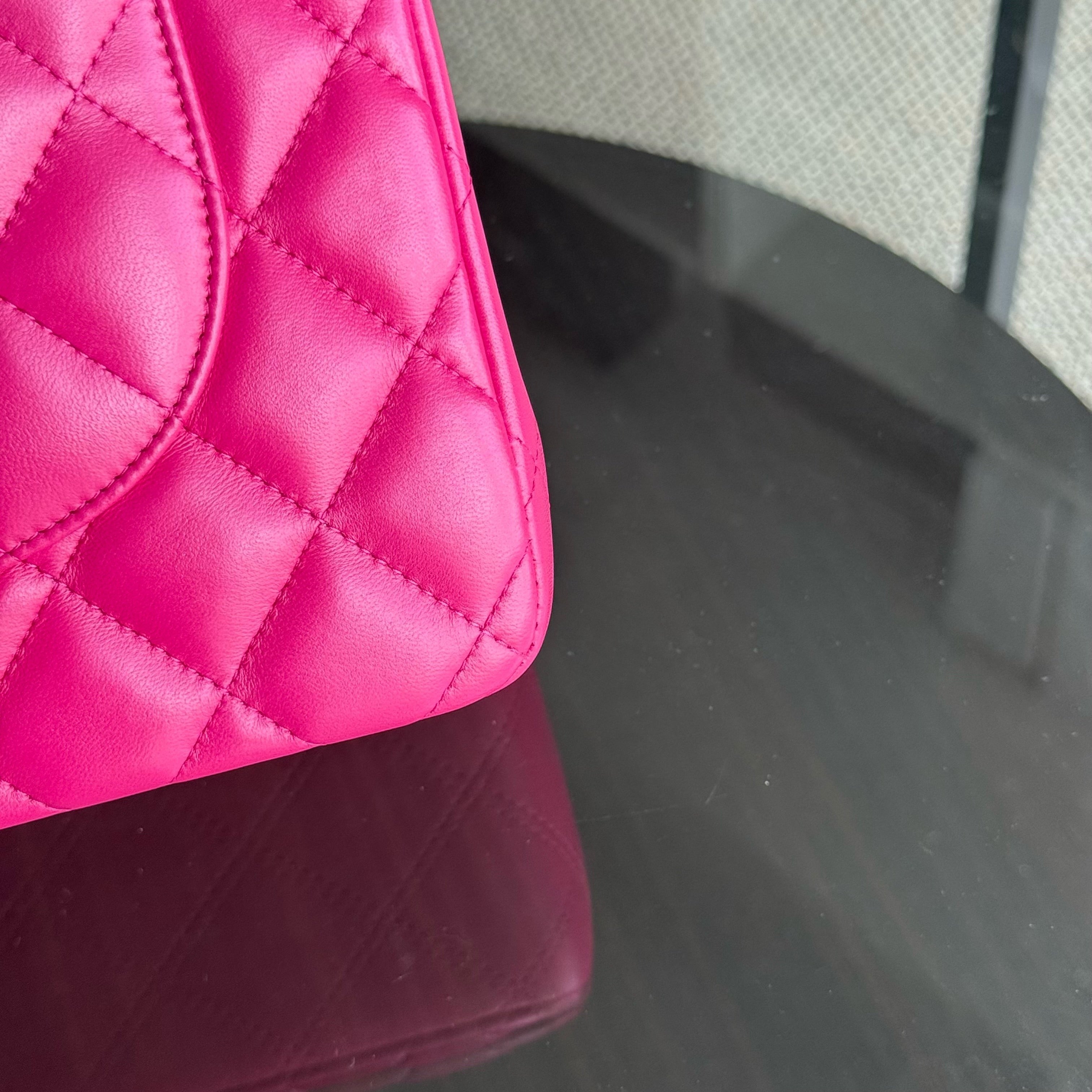 Chanel Classic Flap Jumbo - Double Flap 30CM Quilted Lambskin Pink Silver Hardware Series 19