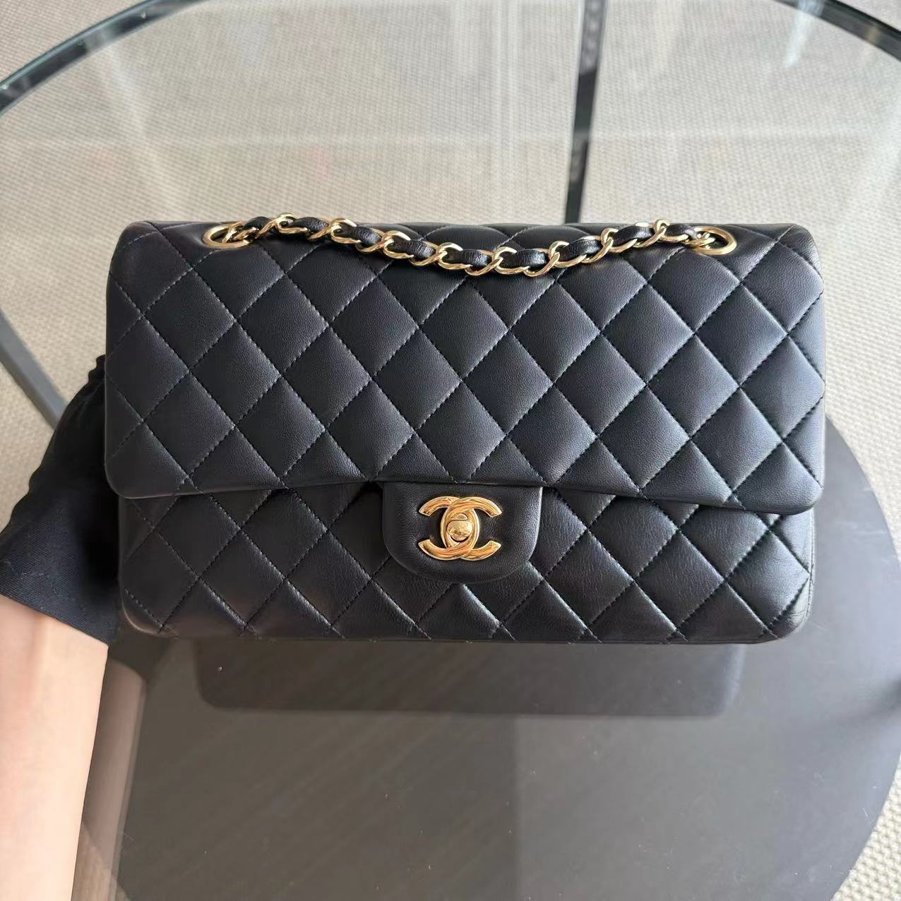 Chanel Classic Flap Medium - Lambskin 25CM Quilted Black Gold Hardware Series 15