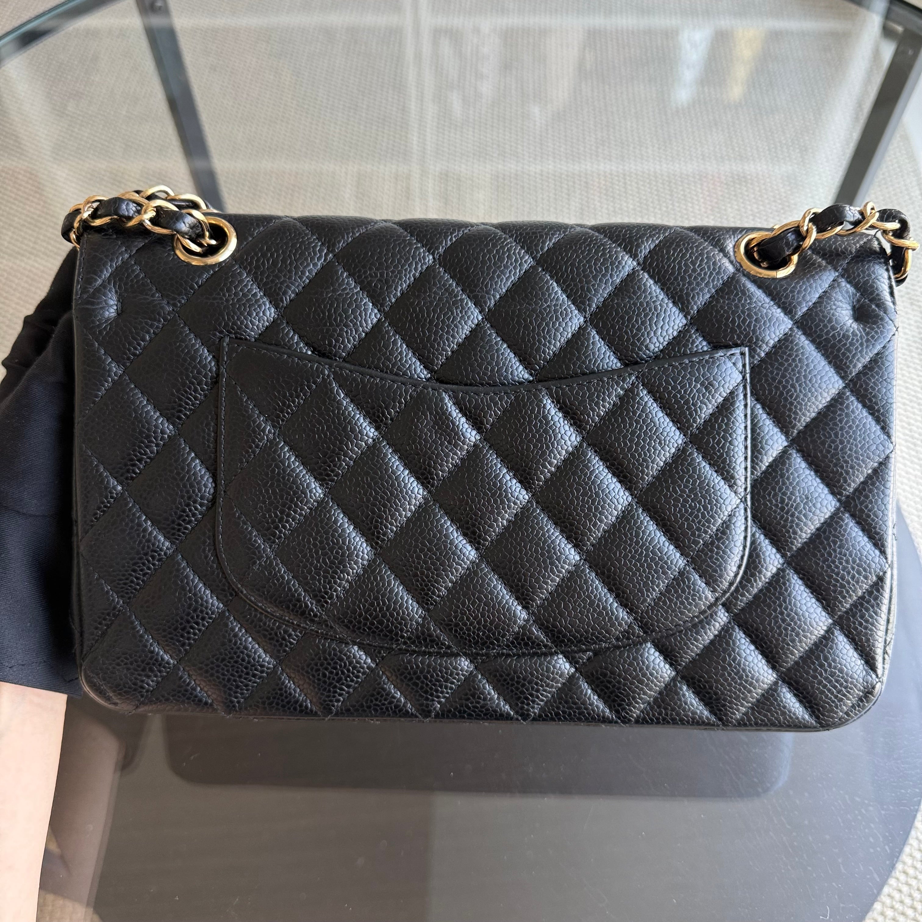 Chanel Classic Flap Caviar Medium Quilted Black Golden Hardware Series 14