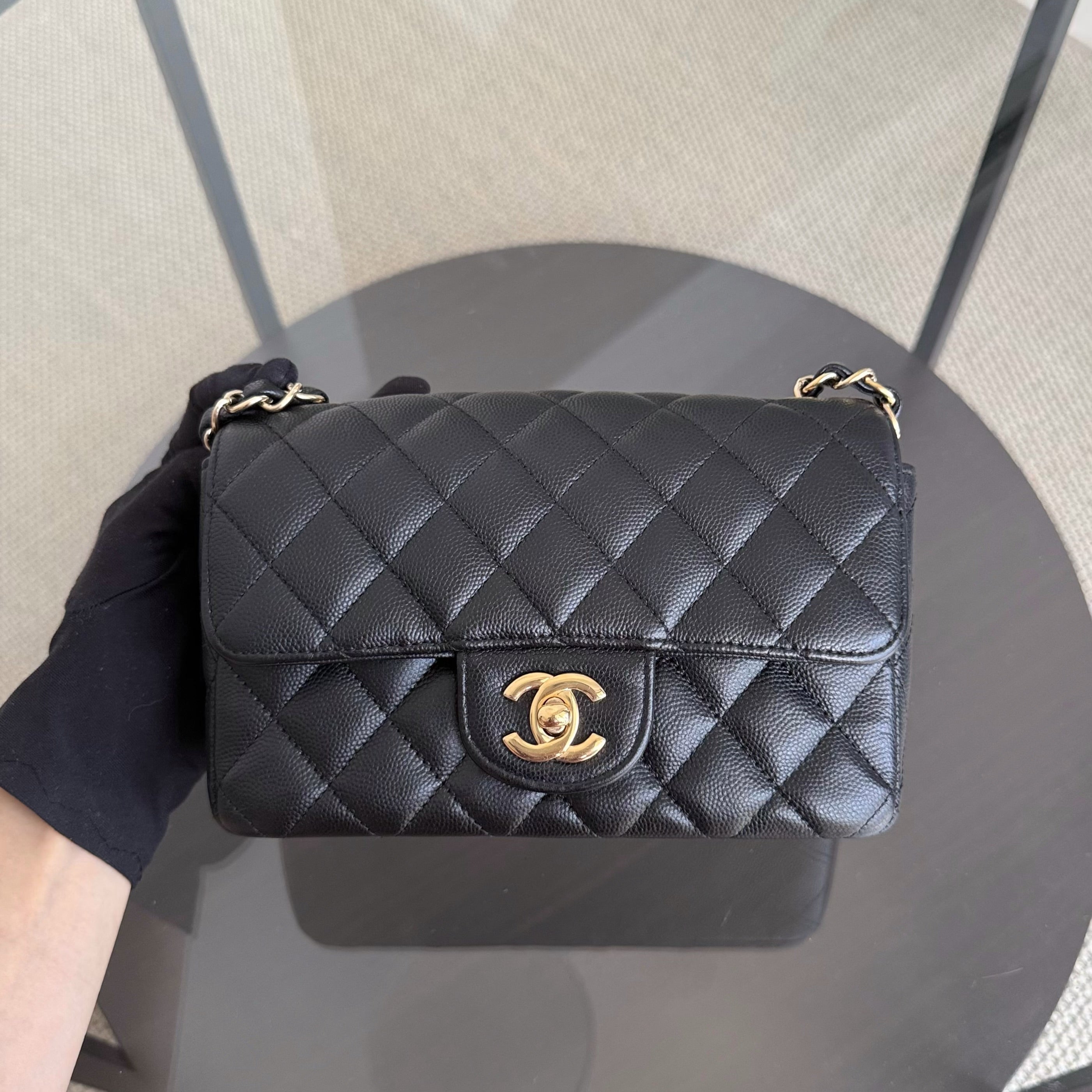 Chanel Classic Flap Mini - Caviar 20CM Quilted Black Gold Hardware Series 23