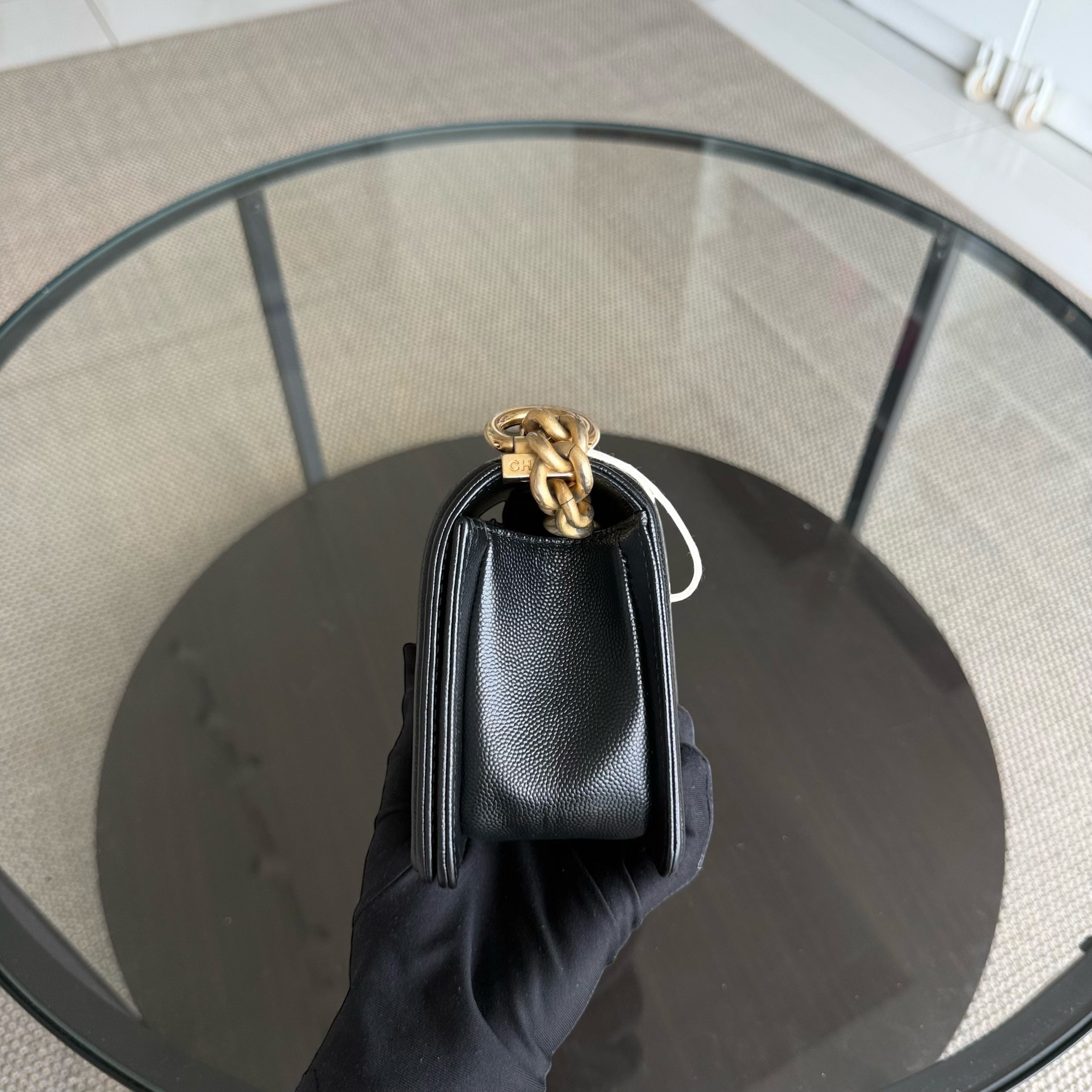 Chanel Boy Small - Caviar 20CM Quilted Black Gold Hardware Series 27