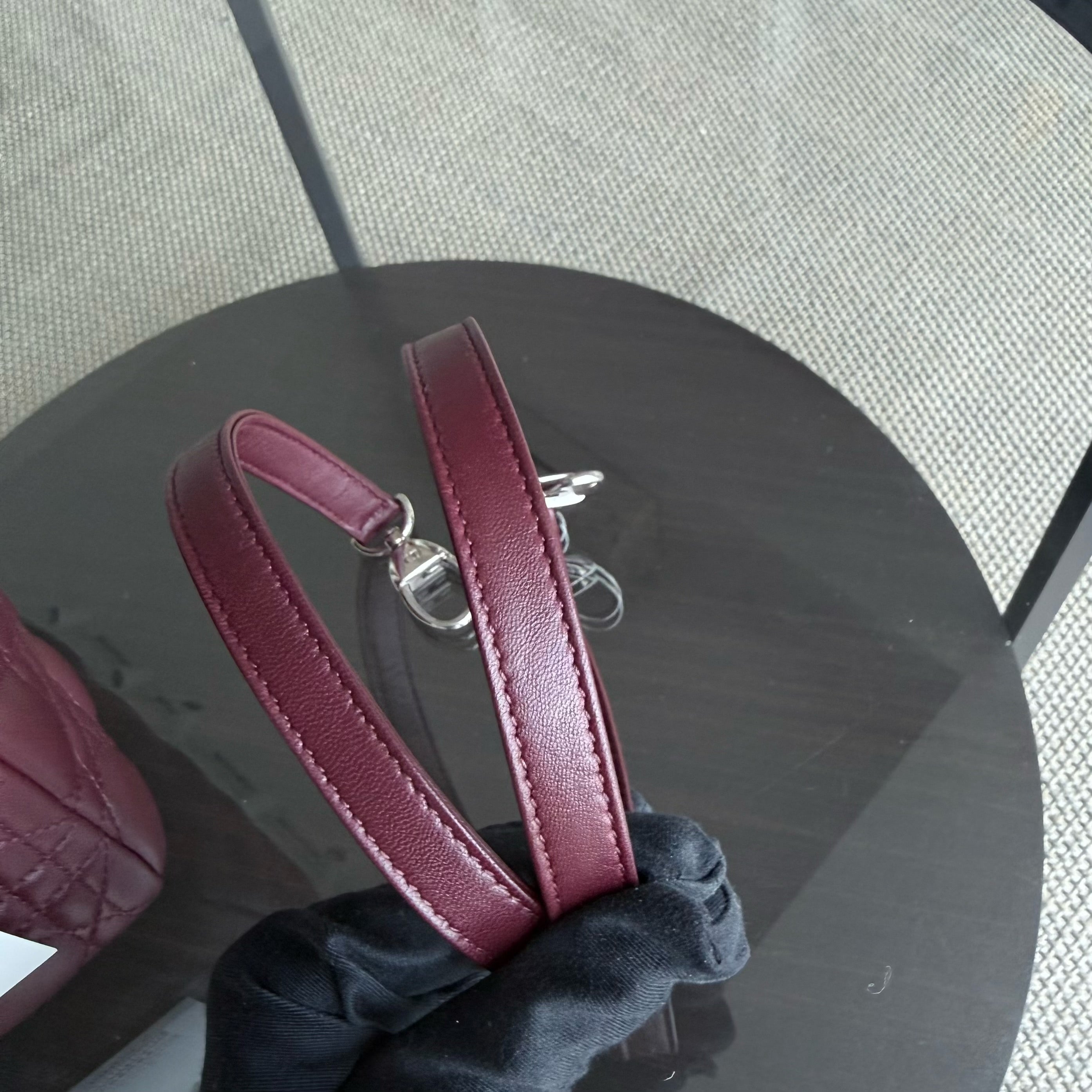 Dior Lady Medium - Cannage Lambskin Burgundy Silver Hardware