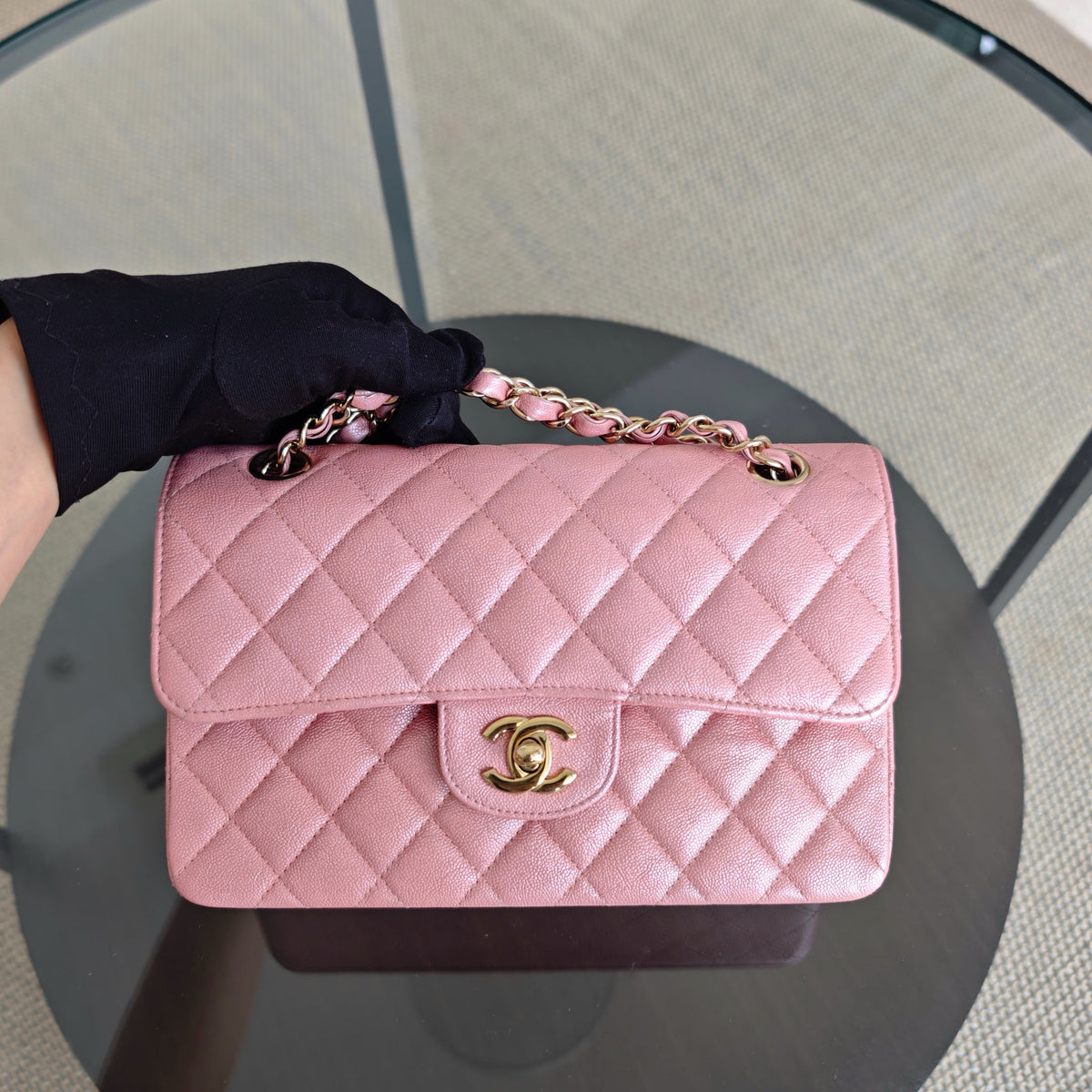Chanel Classic Flap Small - Caviar 23CM Quilted Light Pink Gold Hardware Series 27