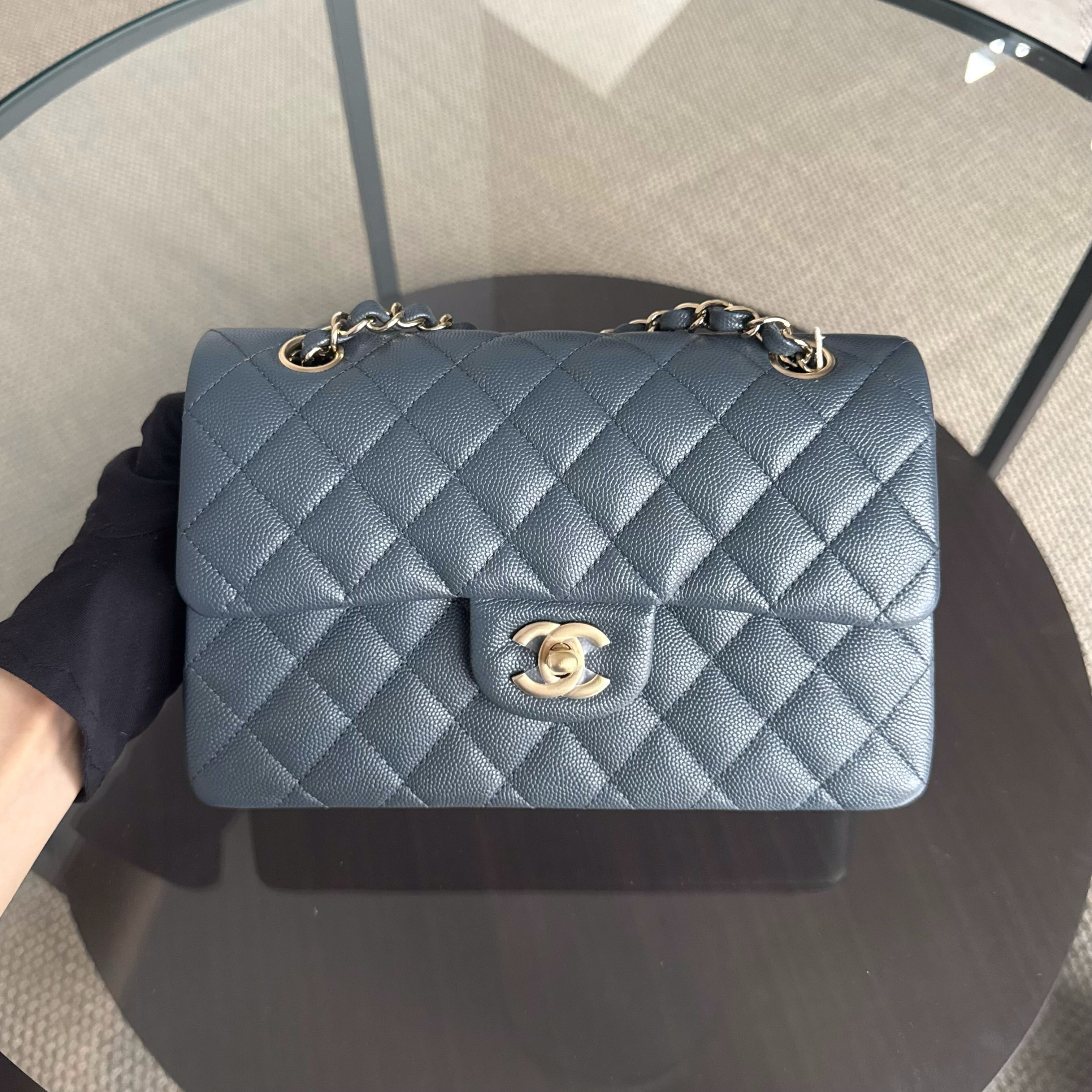 Chanel Classic Flap Small - Caviar 23CM Quilted Dark Gray Grey Gold Hardware Series 26