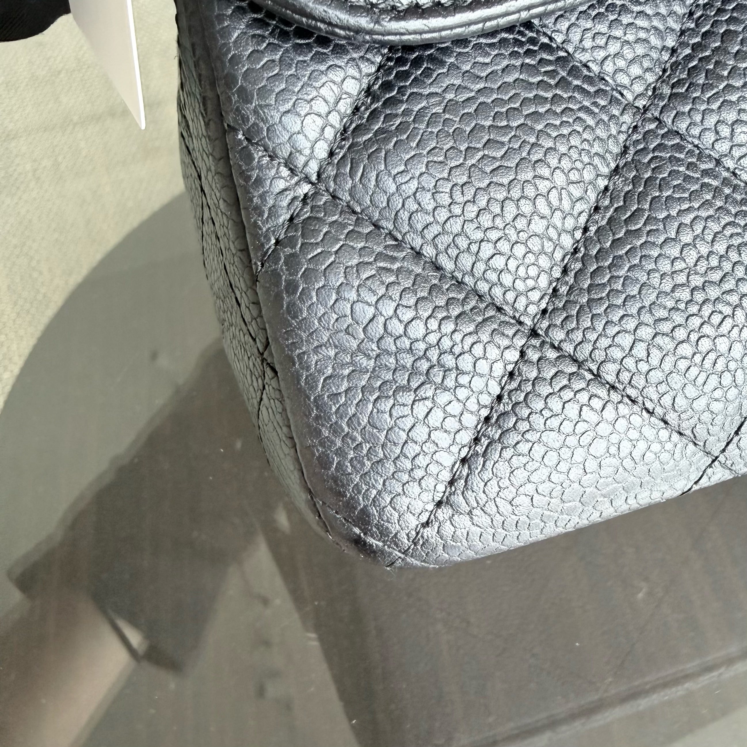 Chanel Classic Flap Jumbo - Caviar 30CM Single Flap Quilted Black Gold Hardware Series 13