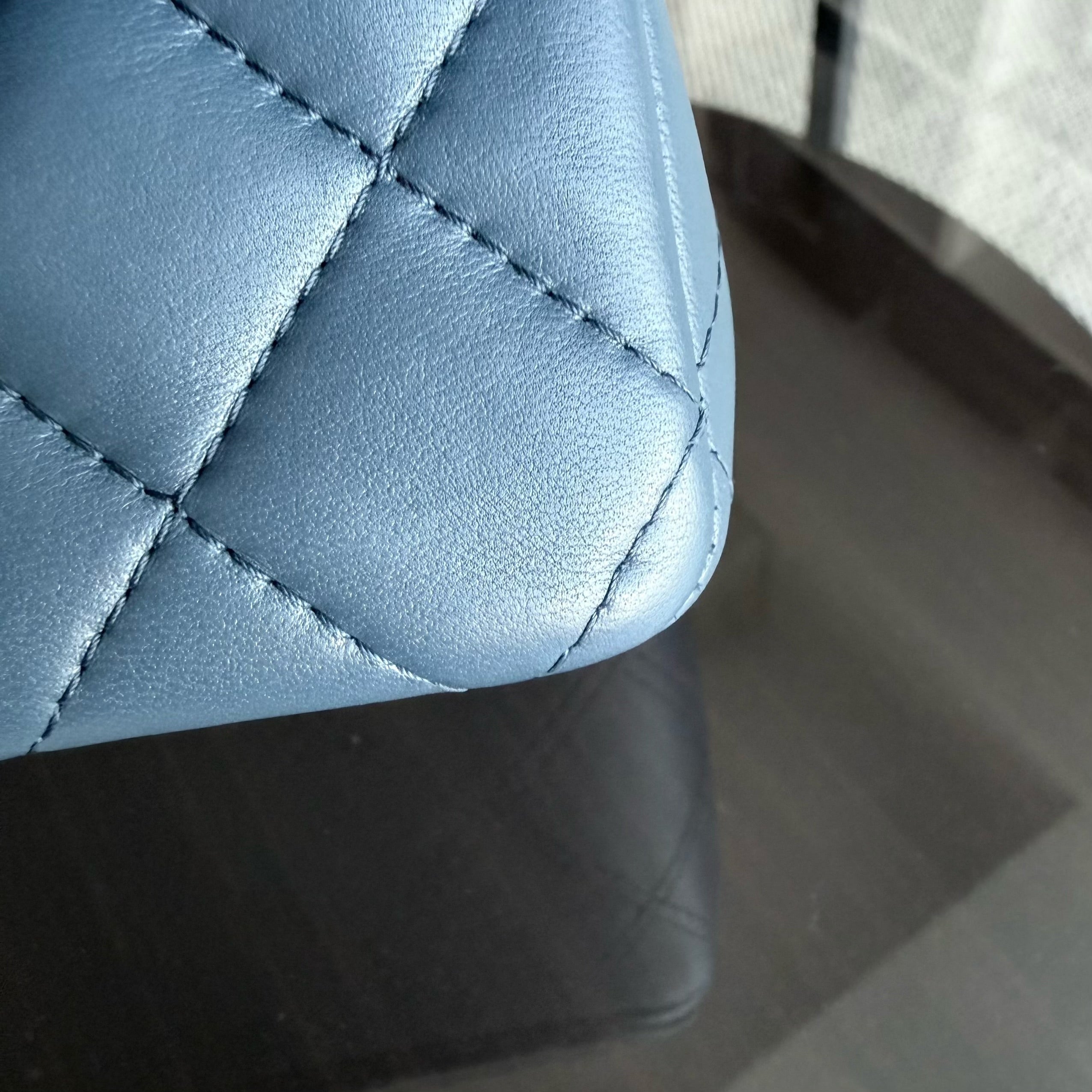 Chanel Lambskin Mini Rectangle Classic Flap - 20CM Quilted Blue Golden Hardware Series 23