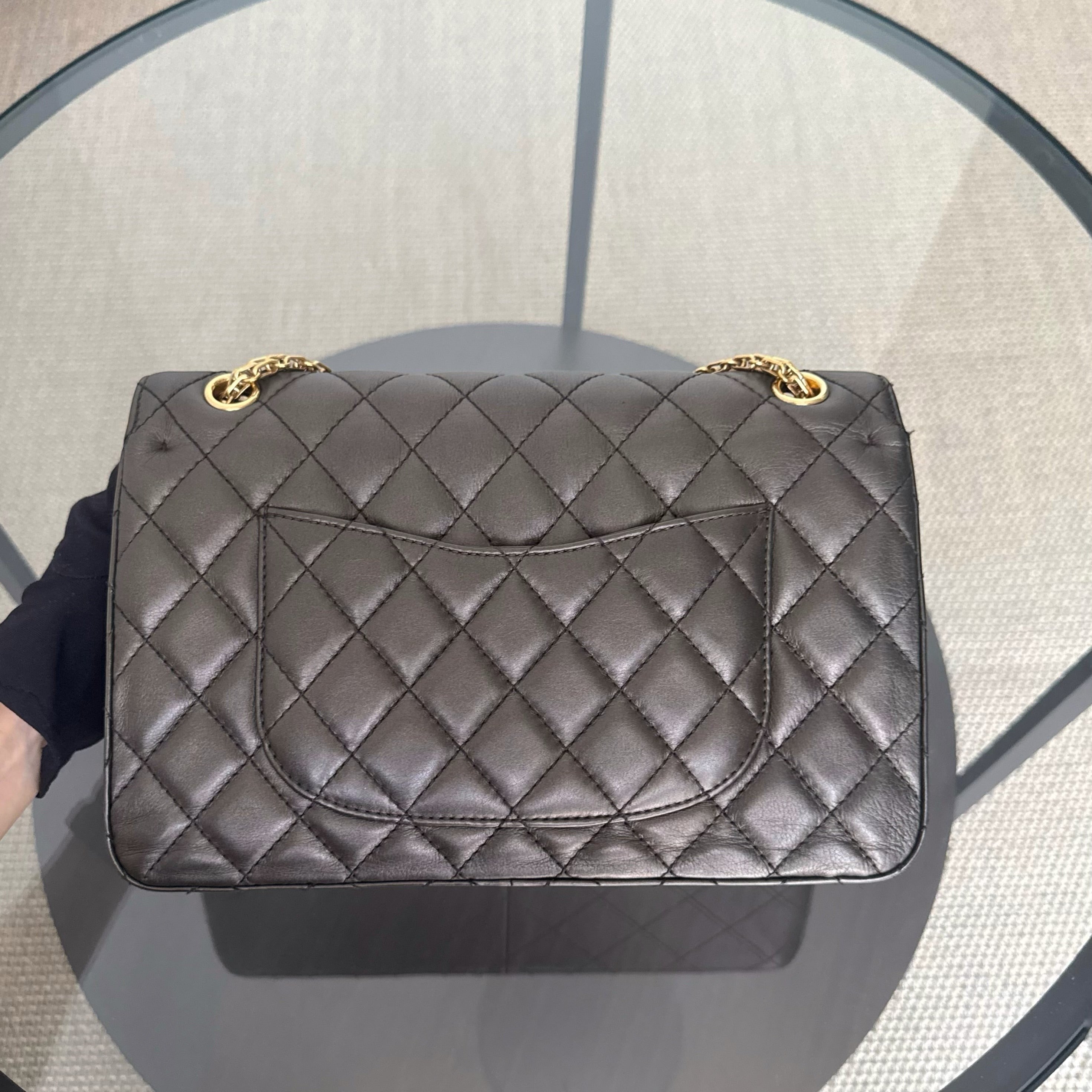 Chanel 2.55 Reissue 226 - Quilted Aged Calfskin Dark Grey Bronze Gold Hardware