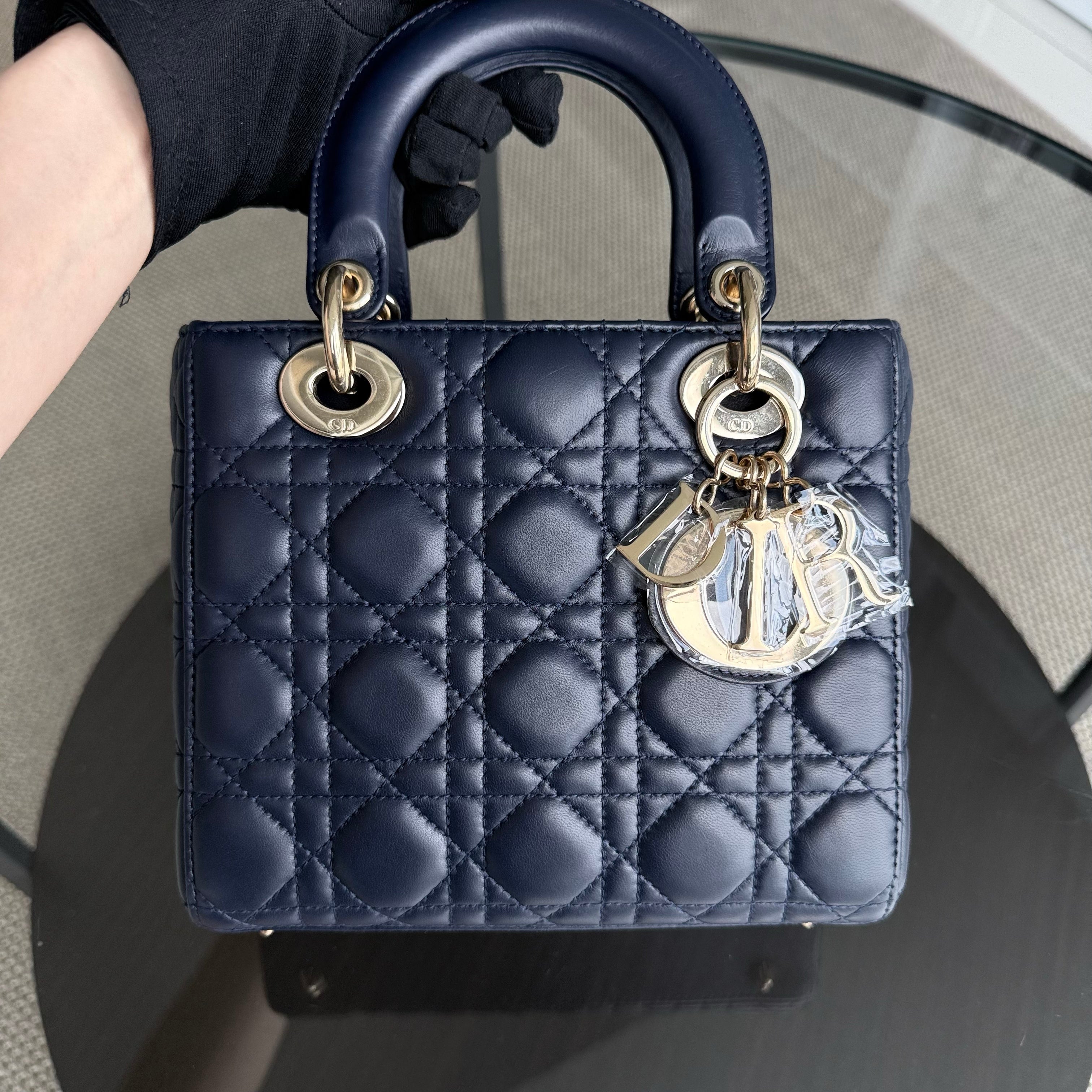 Dior Lady Small MyABC - Cannage Lambskin ABC Dark Navy Blue Gold Hardware