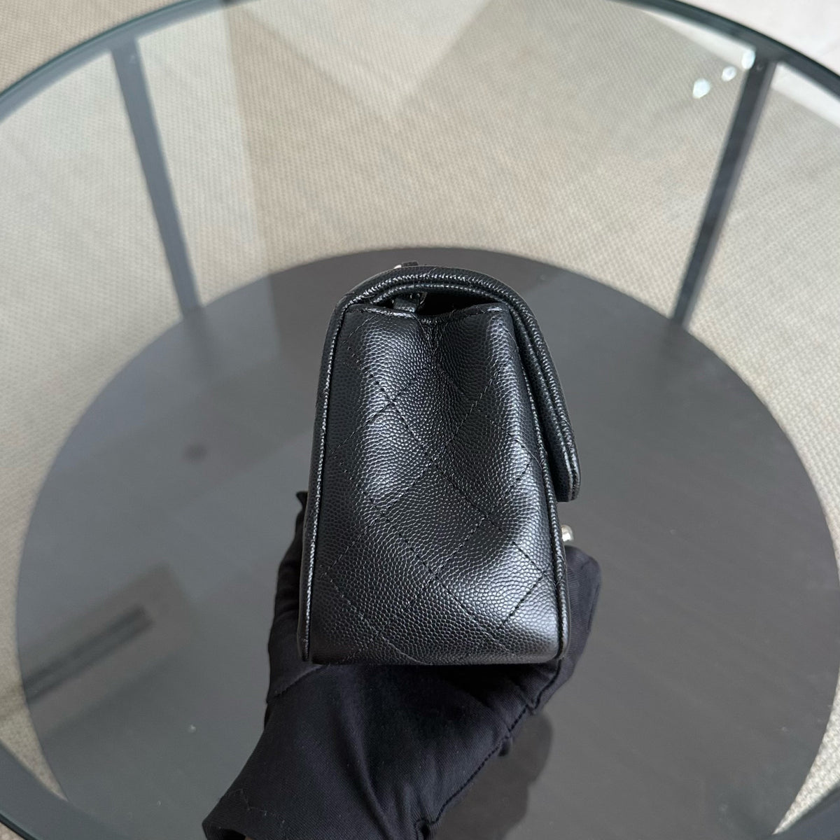 Chanel Classic Flap Mini Square - Caviar Quilted Black Silver Hardware Series 24