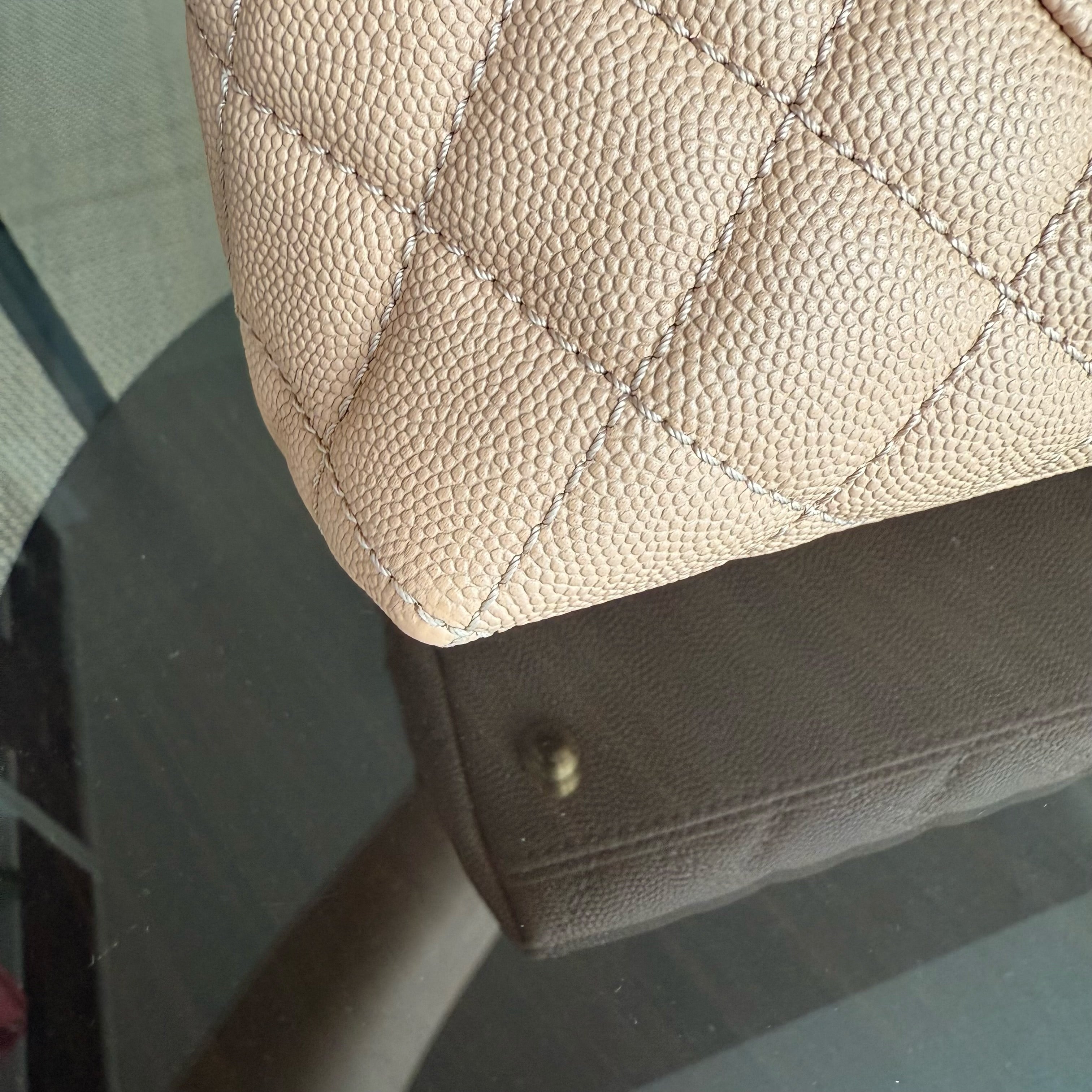 Chanel Coco Handle Medium - Caviar Quilted Grained Calfskin Beige Gold Hardware Series
