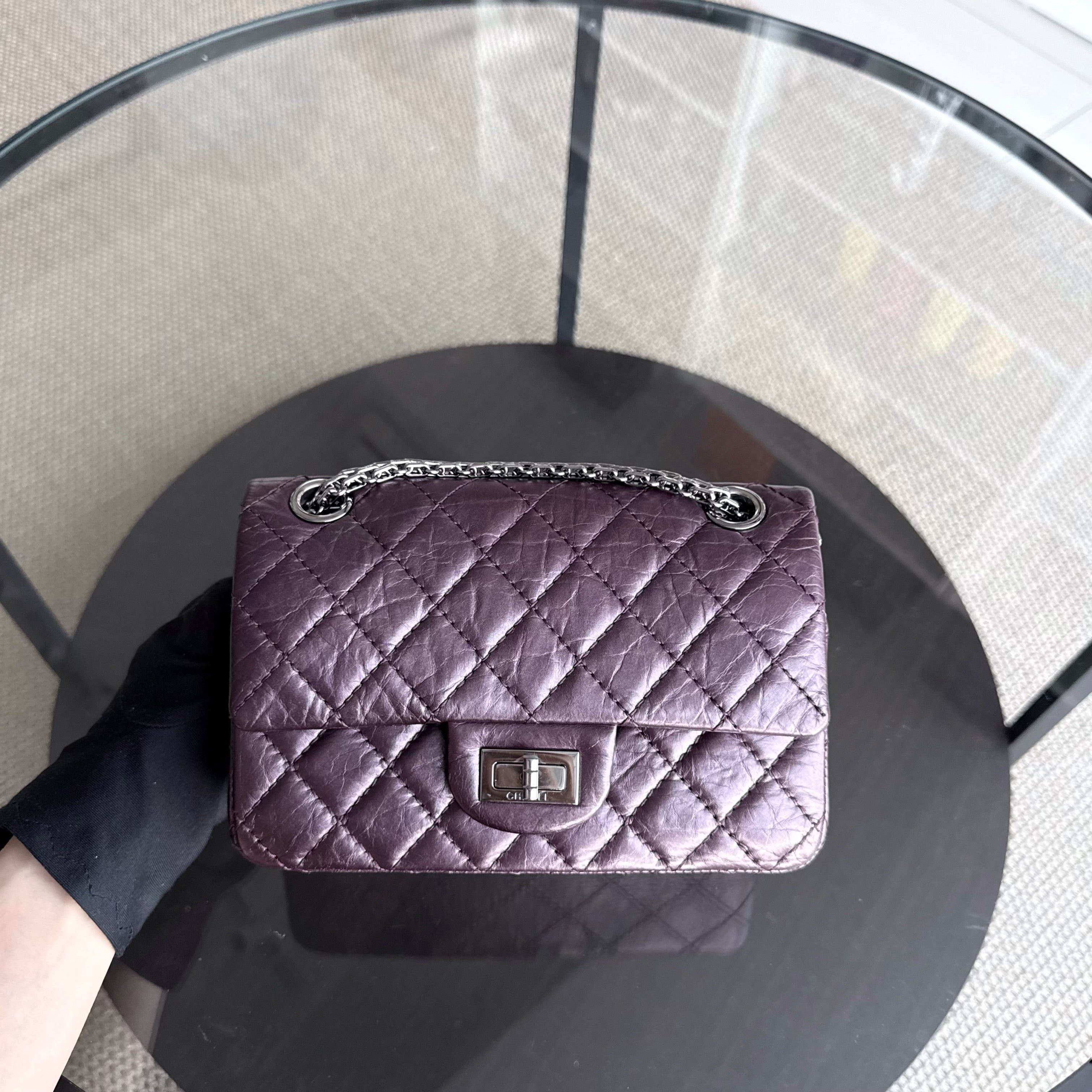 Chanel 2.55 Reissue Mini - 20CM Quilted Calfskin Purple Silver Hardware Series 16