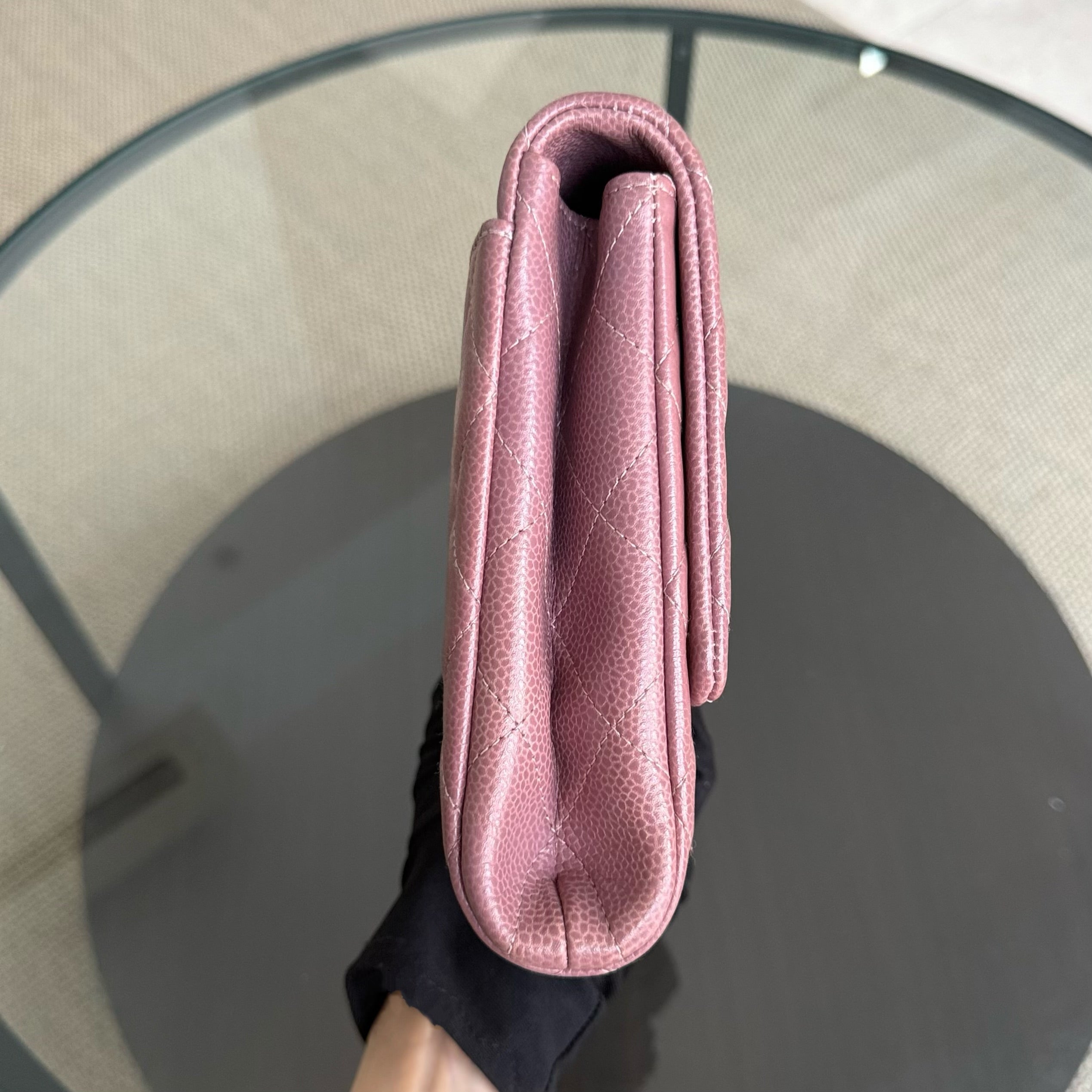 Chanel Timeless Flap - Single Flap Clutch Quilted Caviar Pink Silver Hardware Series 21